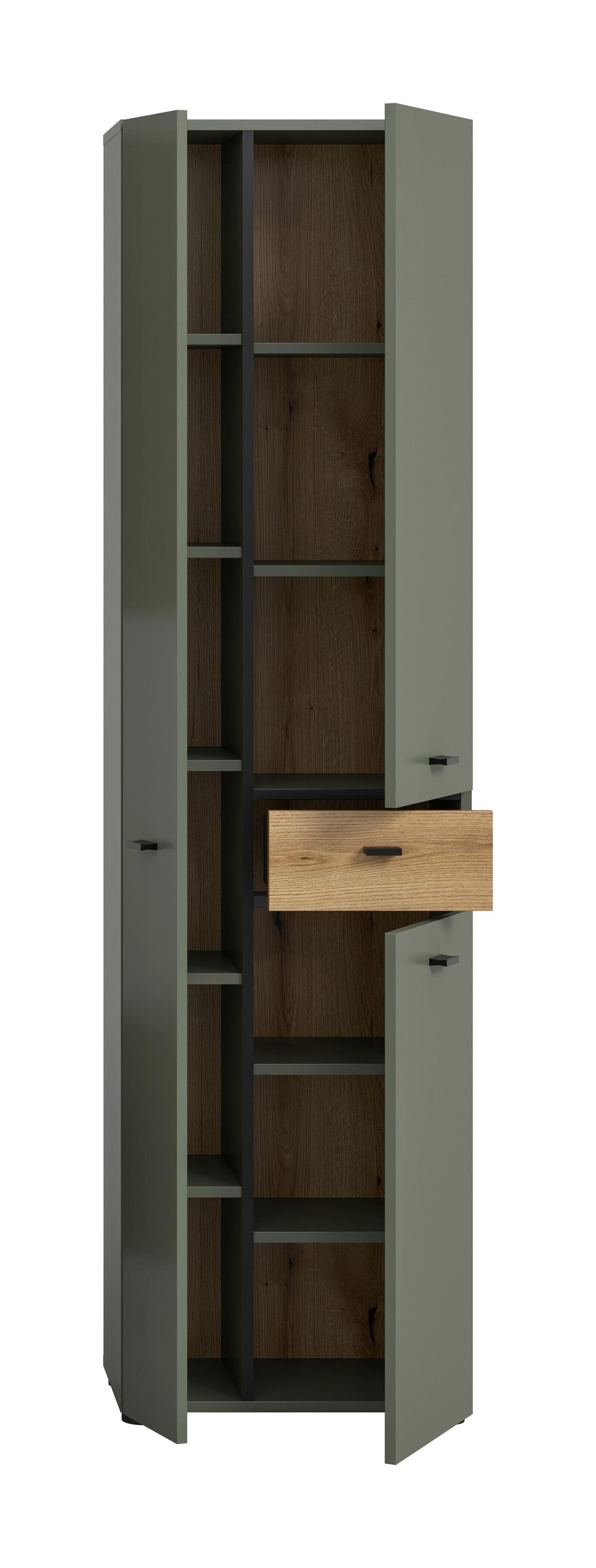 Hochschrank Aqua Grün/Eichefarben B: 51cm - Eichefarben/Schwarz, Trend, Holzwerkstoff (51/191/30cm) - MID.YOU