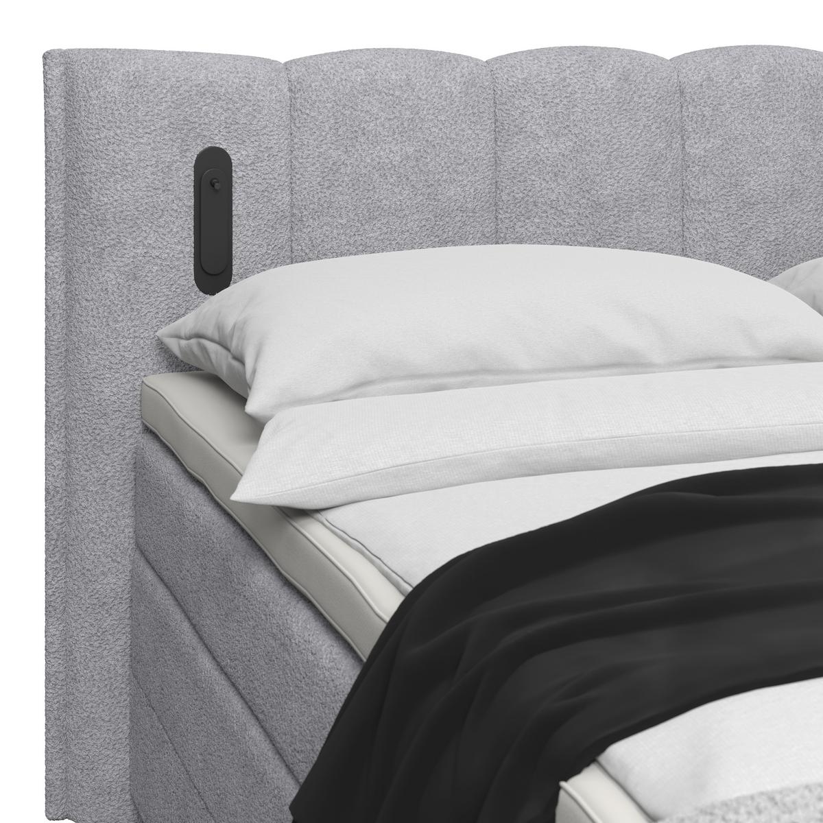 Boxspringbett Elysia inkl. Bettkasten 180x200 - Hellgrau/Schwarz, Trend, Holz/Holzwerkstoff (180/200cm) - Luca Bessoni