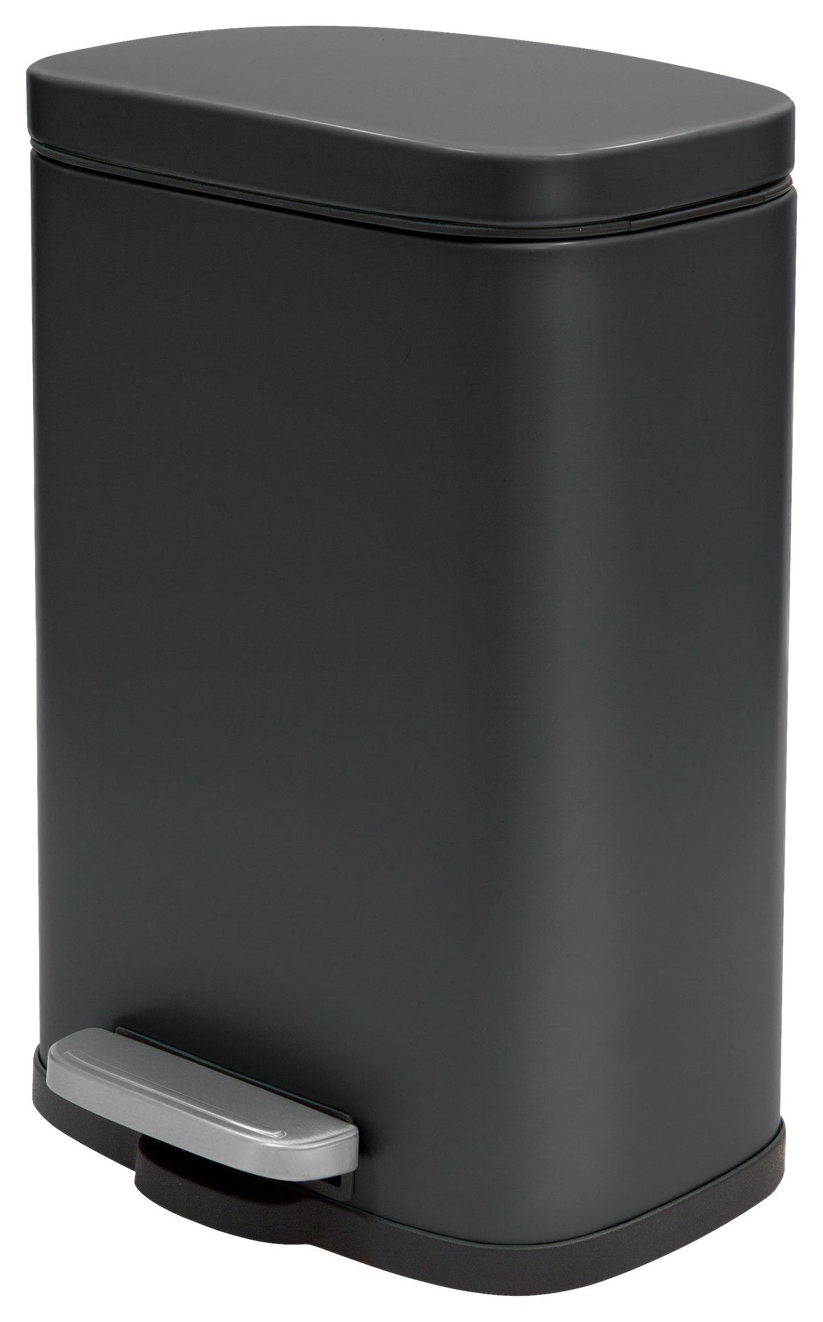 Treteimer Akira 12l Schwarz Metall LxBxH: 28x19,3x37,9 cm - Schwarz, Basics, Kunststoff/Metall (28/19,3/37,9cm) - Spirella