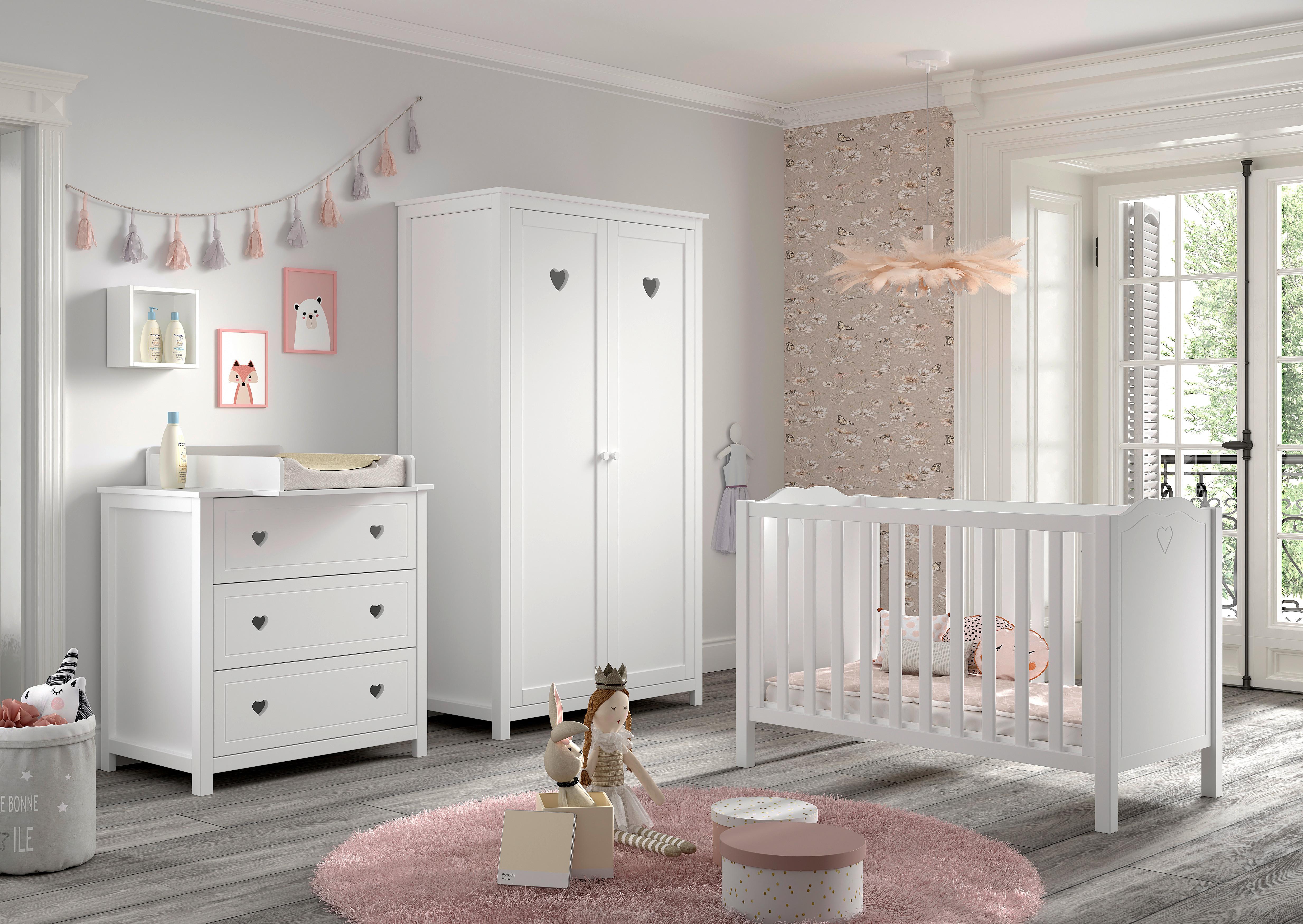 BABYZIMMER Amori Weiß 4-teilig - Weiß, MODERN, Holz/Holzwerkstoff - Vipack