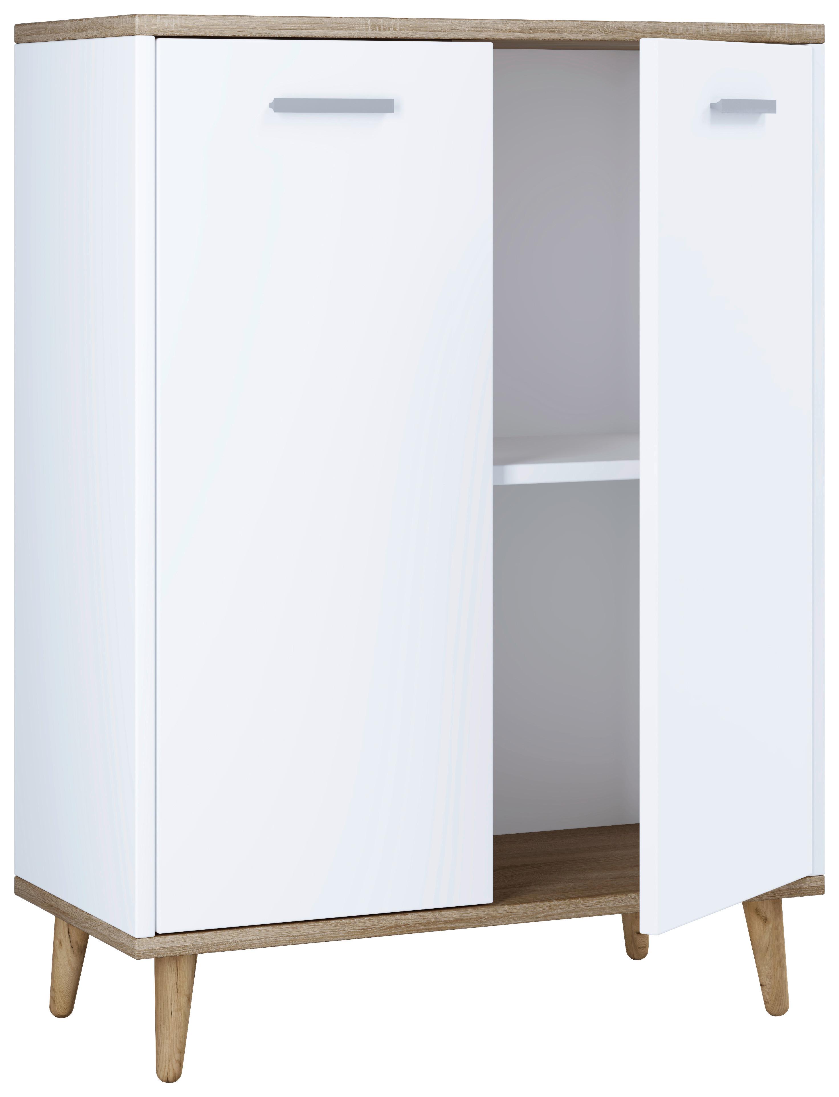 Komoda LANDOS - sivá/biela, Modern, kompozitné drevo/plast (60/81/32cm) - MID.YOU