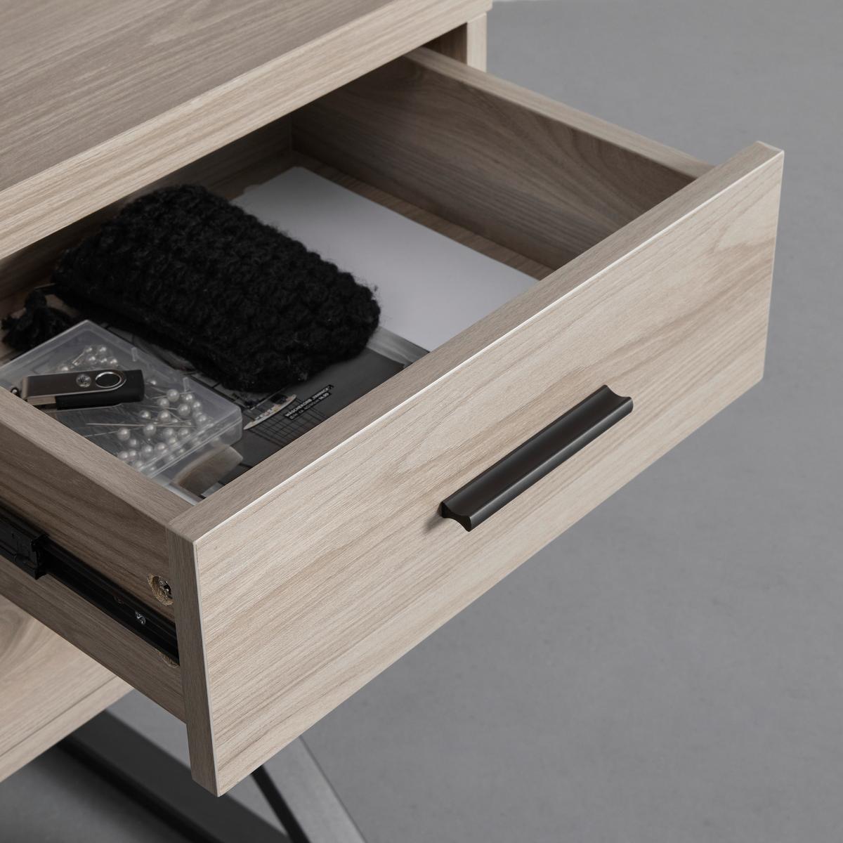 Psací stůl JULE dekor jasan - černá/barvy jasanu, Moderní, kov (120/50/76cm) - Bessagi Home