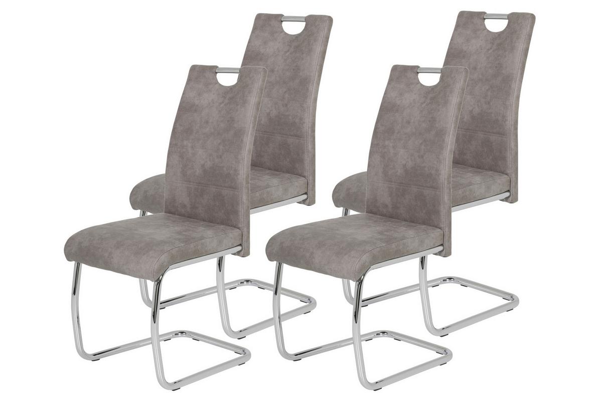 Schwingstuhl-set Flora Grau B: 43 Cm - Chromfarben/Grau, MODERN, Textil/Metall (43/98/59cm) - MID.YOU