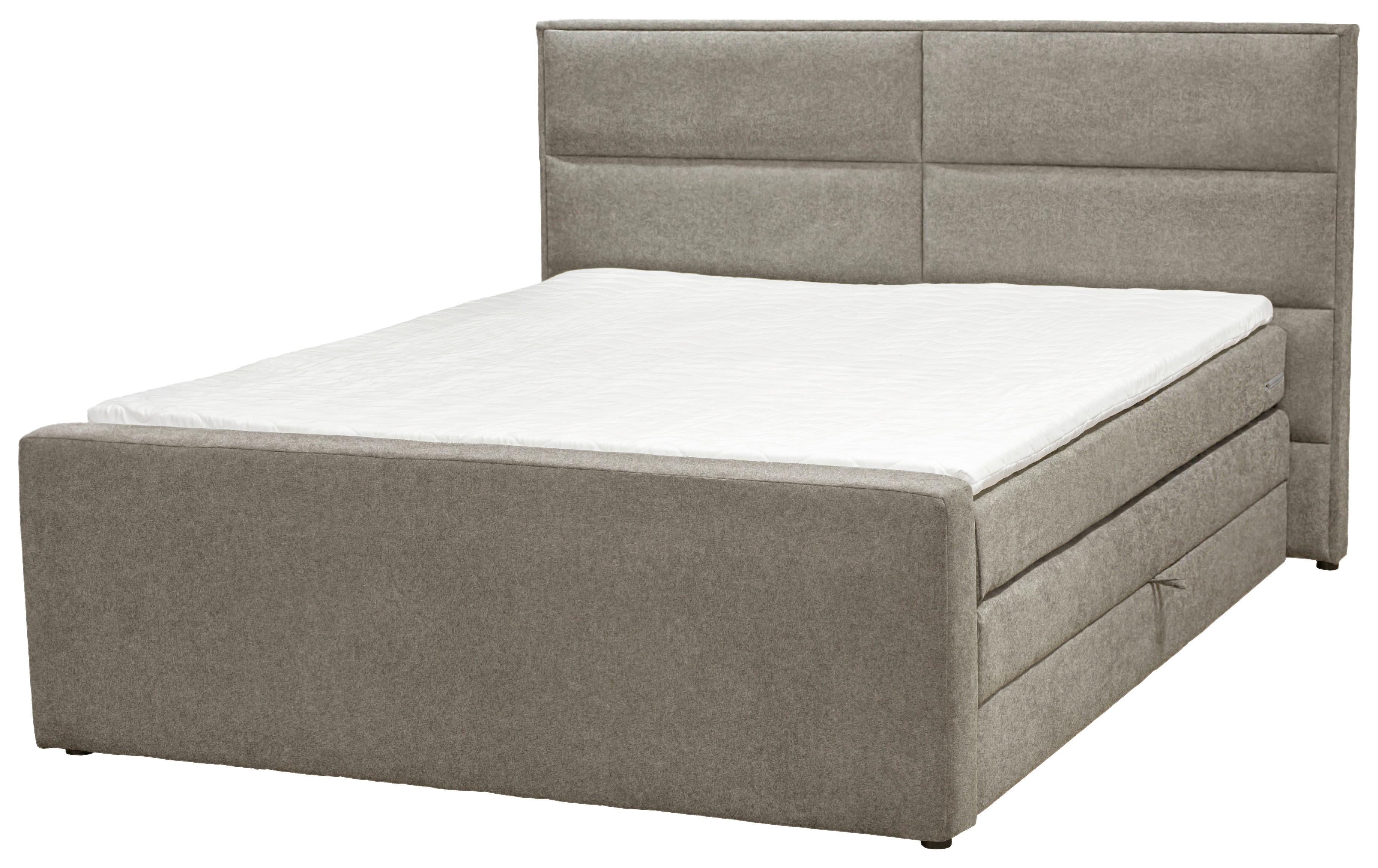 Boxspringbett Mit Topper+ Stauraum Beletto 160x200 Cm - Beige/Schwarz, Basics, Textil (160/200cm) - Livetastic