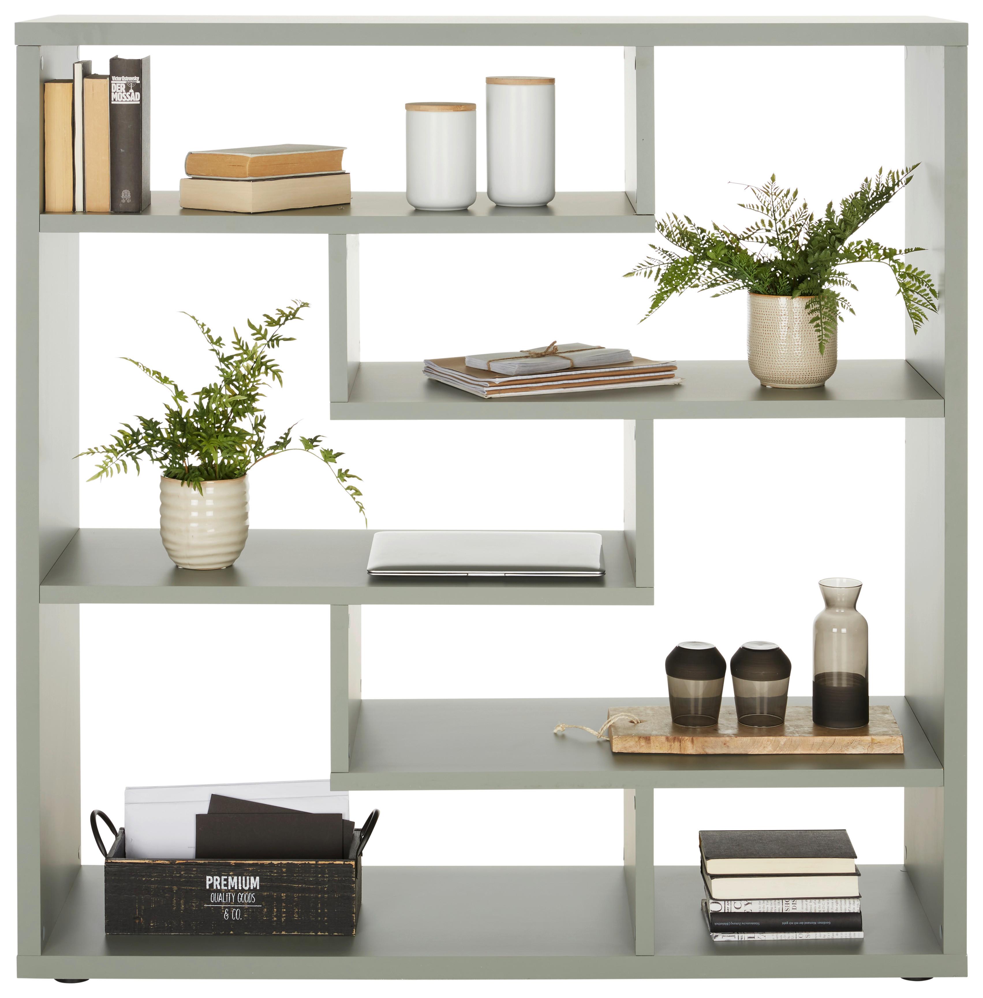 DĚLICÍ STĚNA Bounty, šalvějově zelená - černá/šalvějově zelená, Moderní, kompozitní dřevo/plast (130/134/40cm) - Premium Living