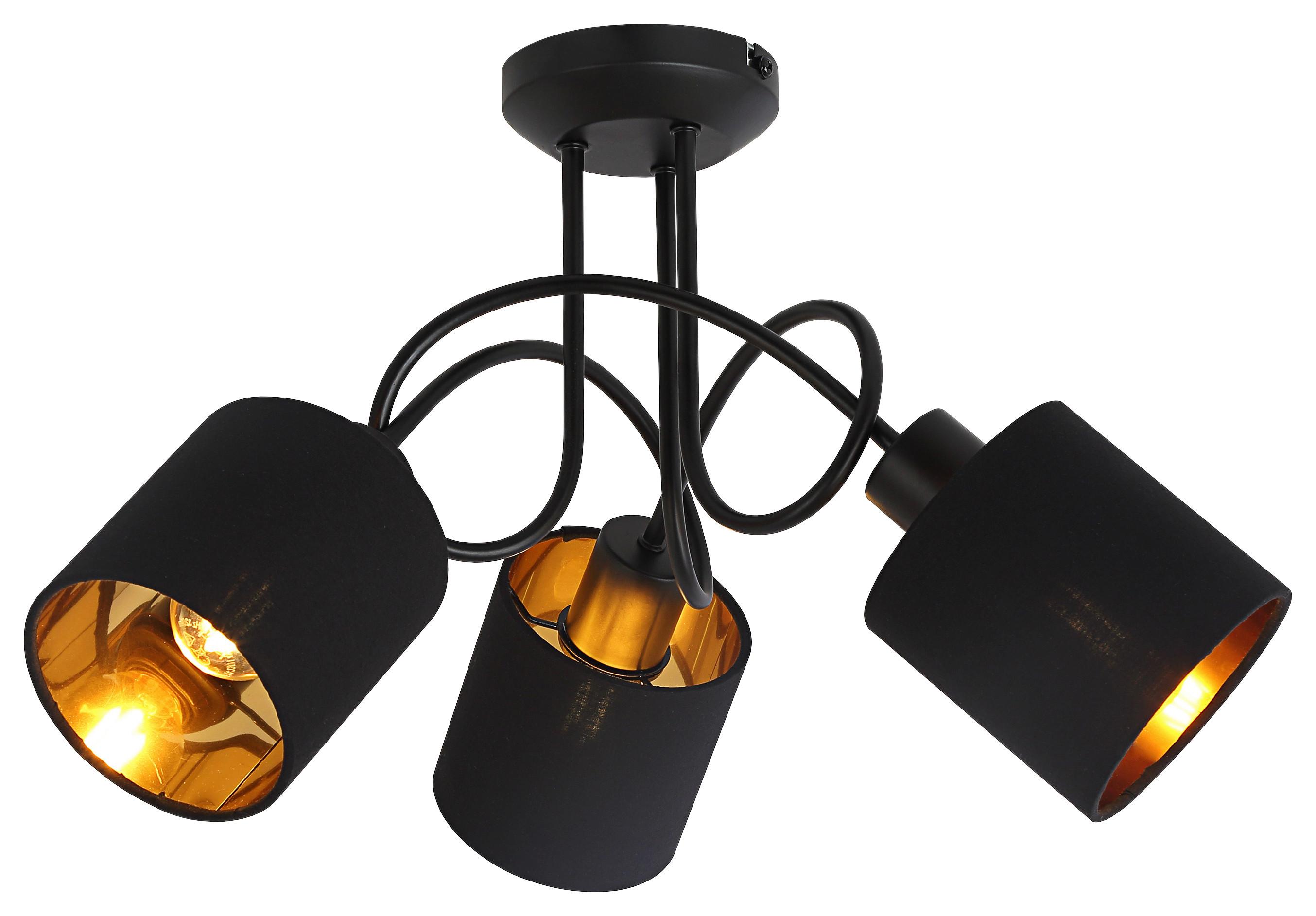 Bodové svietidlo Goldi, E14 LED max. 15Watt - čierna/zlatá, Modern, kov/textil (47/29cm) - Mömax