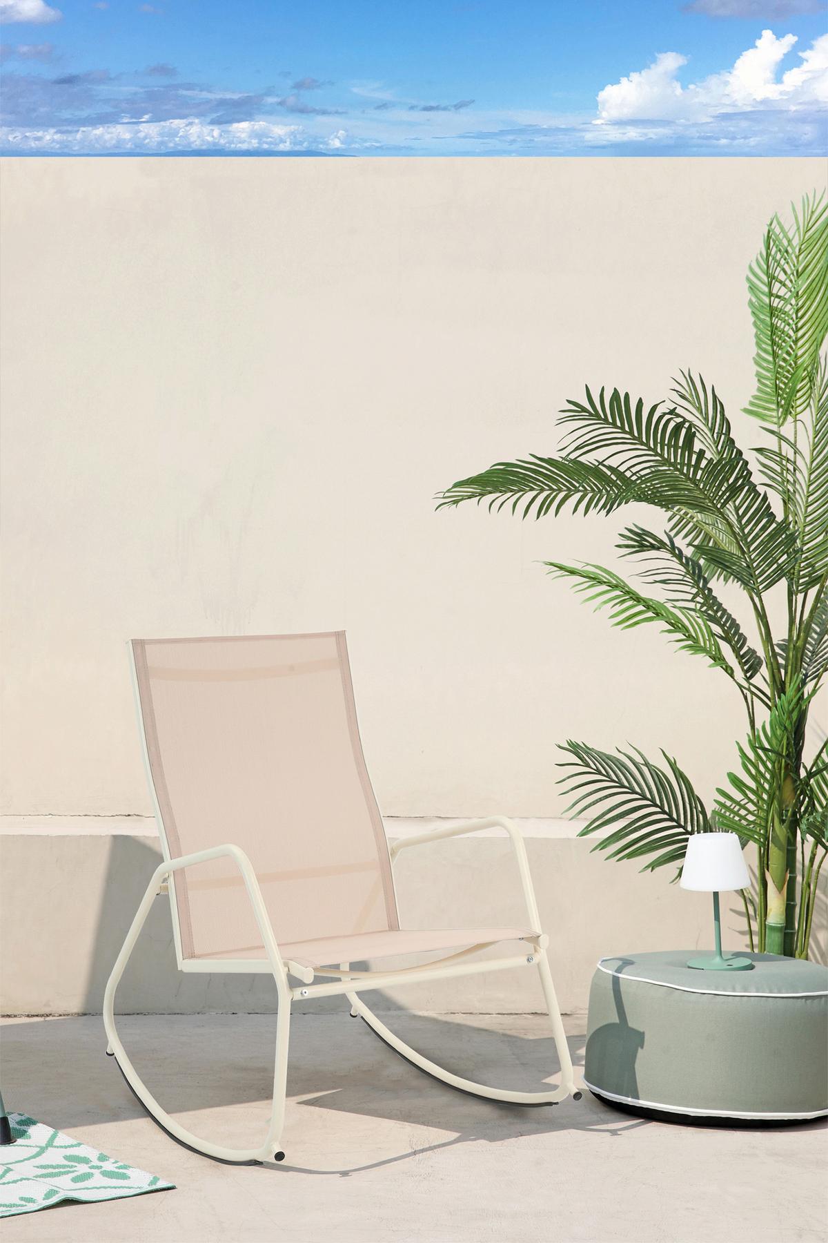 Loungesessel Brody – Schaukelstuhl - Beige, MODERN, Textil/Metall (68.5/97/91cm)