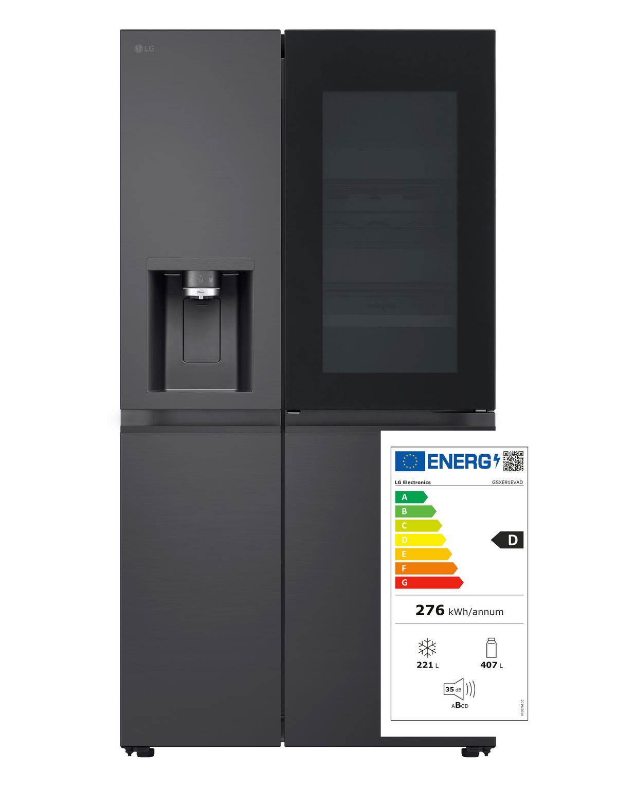 Kühl-Gefrier-Kombination LG Gsxe91evad - Schwarz, Basics, Metall (91,3/179/73,5cm) - LG