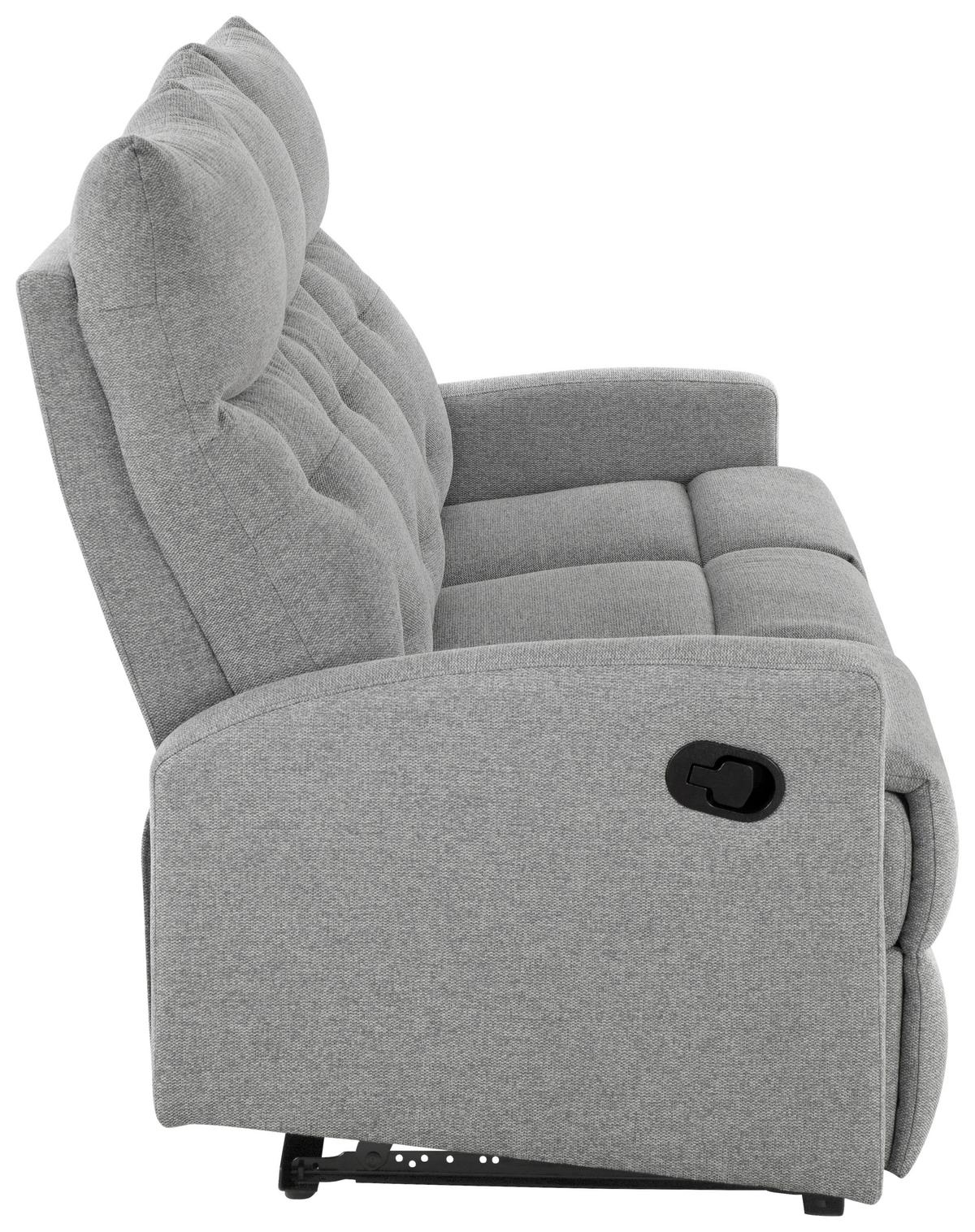 Sitzgarnitur 3-tlg. Nuvia Mit Relaxfunktion Grau - Schwarz/Grau, Design, Textil - Livetastic