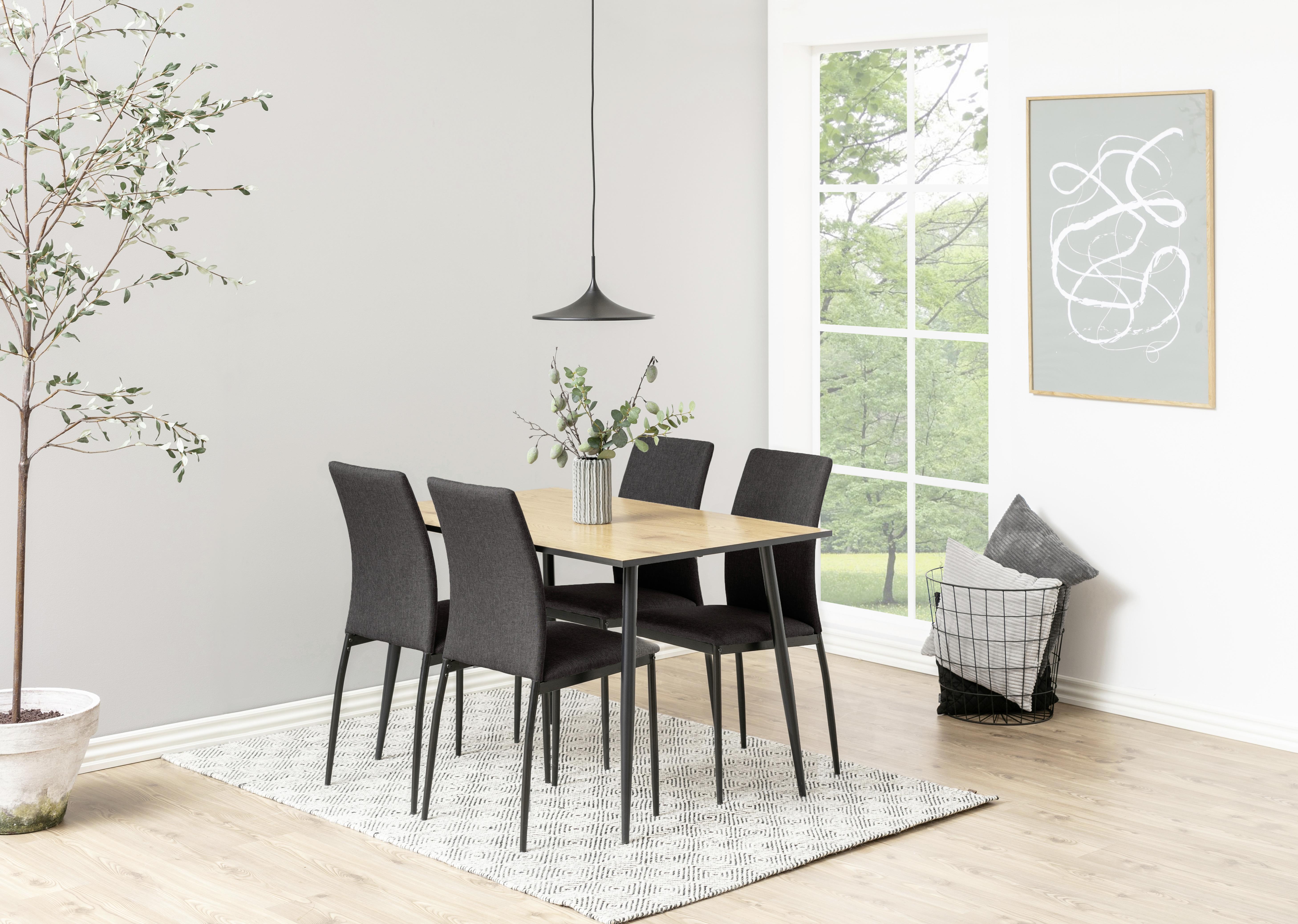 Esstisch Wilma 120x80 cm Eiche Dekor/Schwarz - Eichefarben/Schwarz, KONVENTIONELL, Holzwerkstoff/Metall (120/80/75cm) - MID.YOU