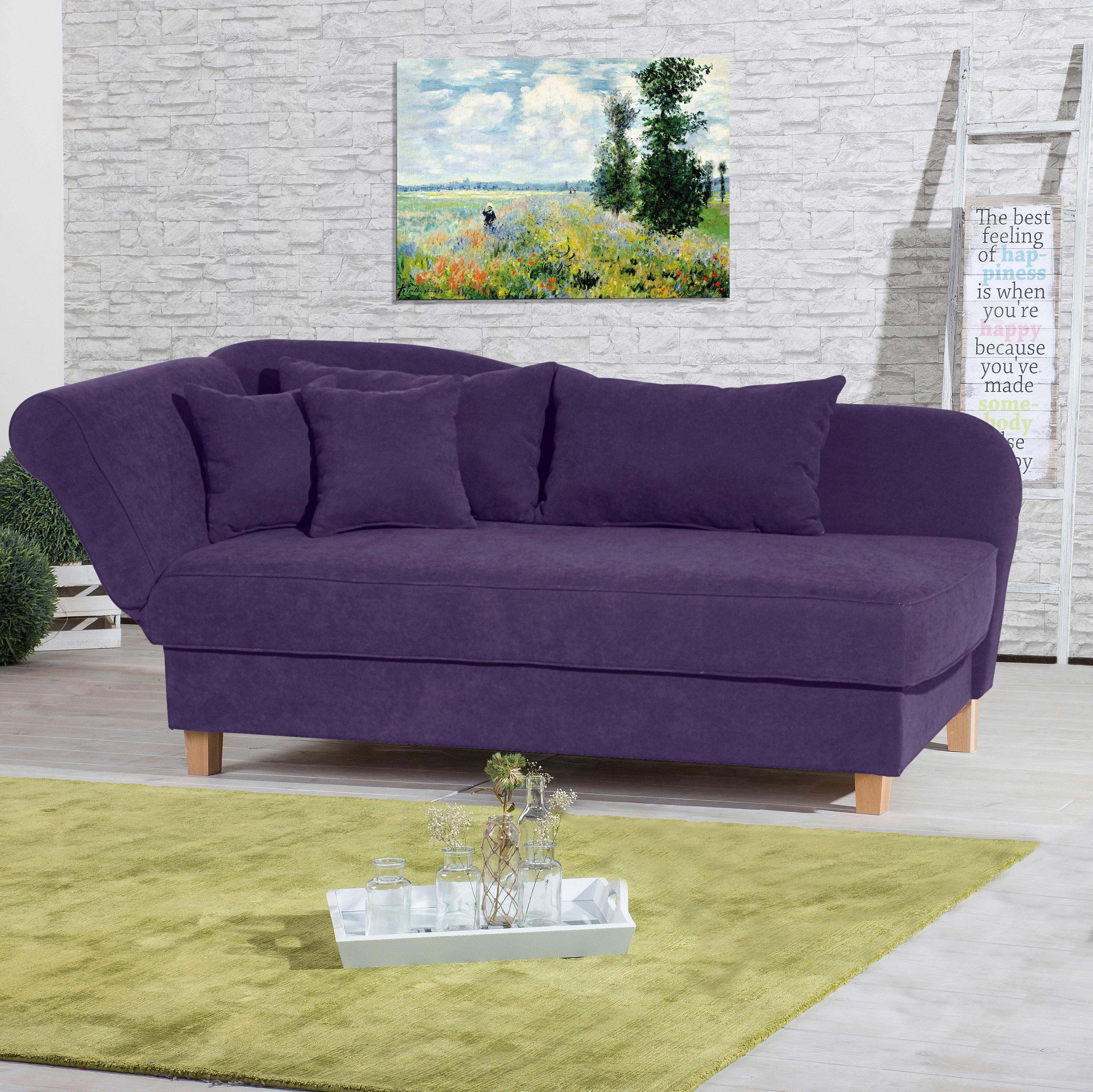 Recamiere Selma Violett Links Mit Bettkasten+schlaffunktion - Violett/Buchefarben, Design, Textil (190/88/82cm) - Max Winzer