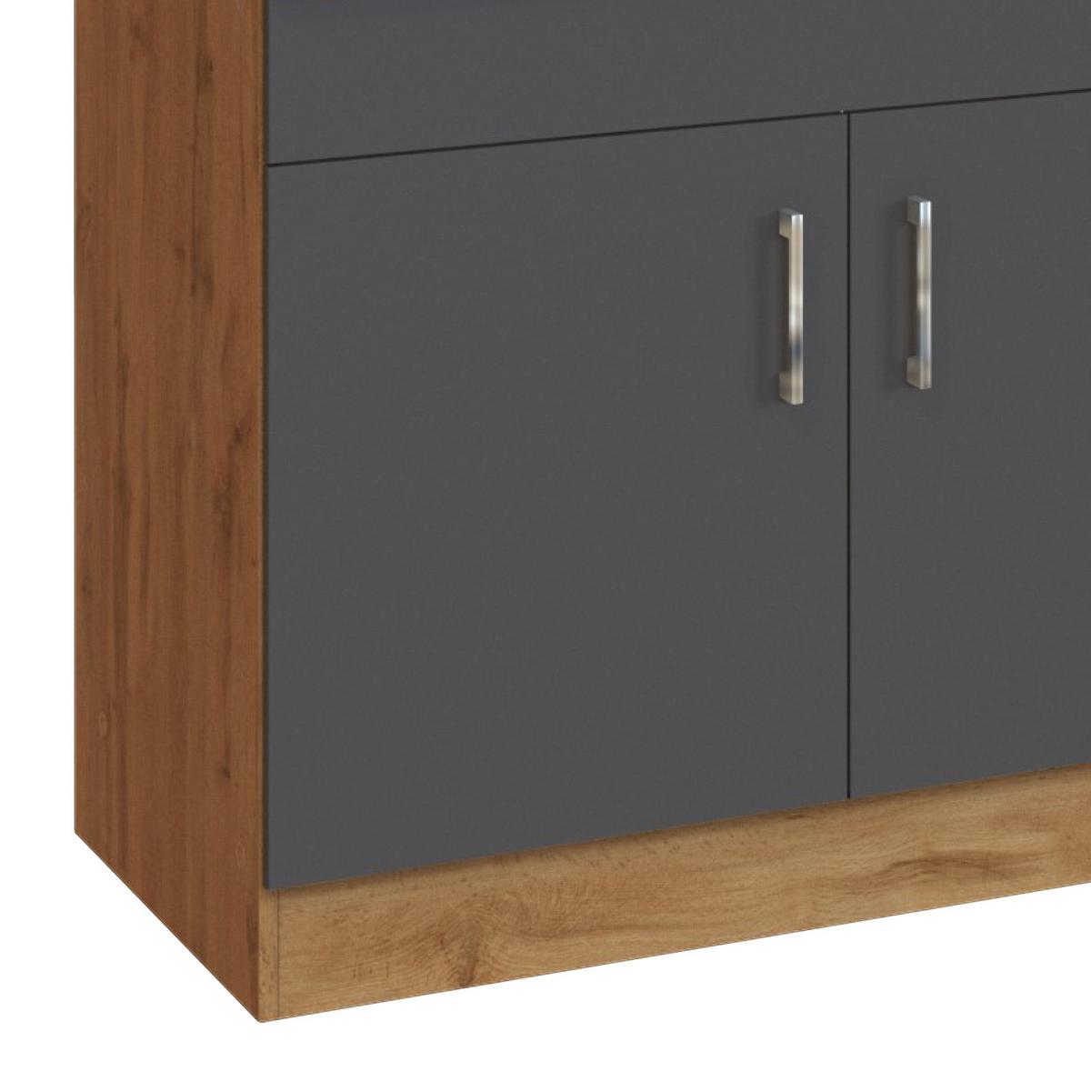 Küchenzeile Sorrento ohne Geräte 210 cm Anthrazit - Anthrazit/Eiche Wotan, MODERN, Holzwerkstoff (210cm) - Held
