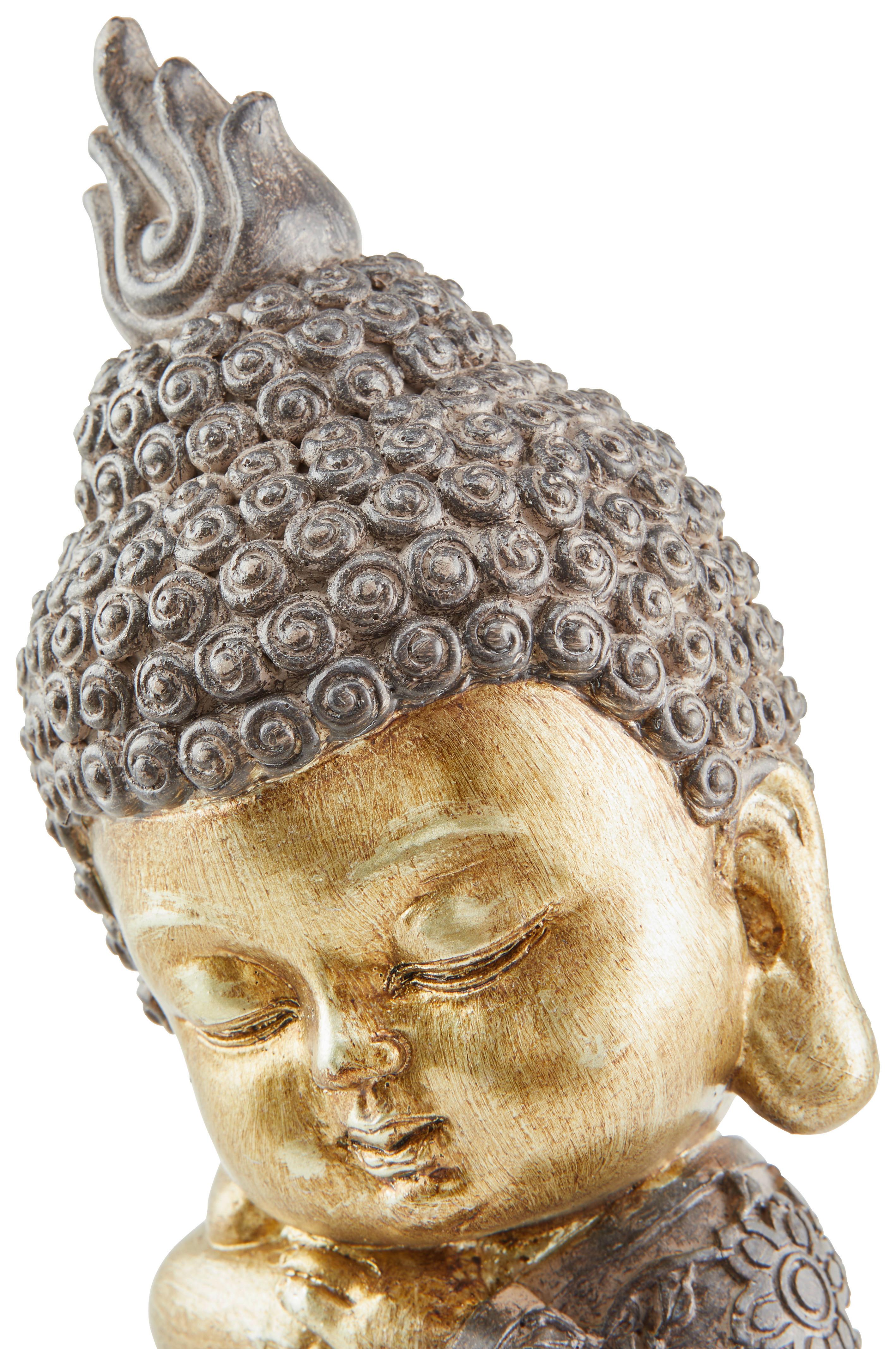 Dekofigur Buddha H: 17 cm Kunststoff für In- und Outdoor - Goldfarben/Braun, LIFESTYLE, Kunststoff (11/9,5/17cm) - Luca Bessoni
