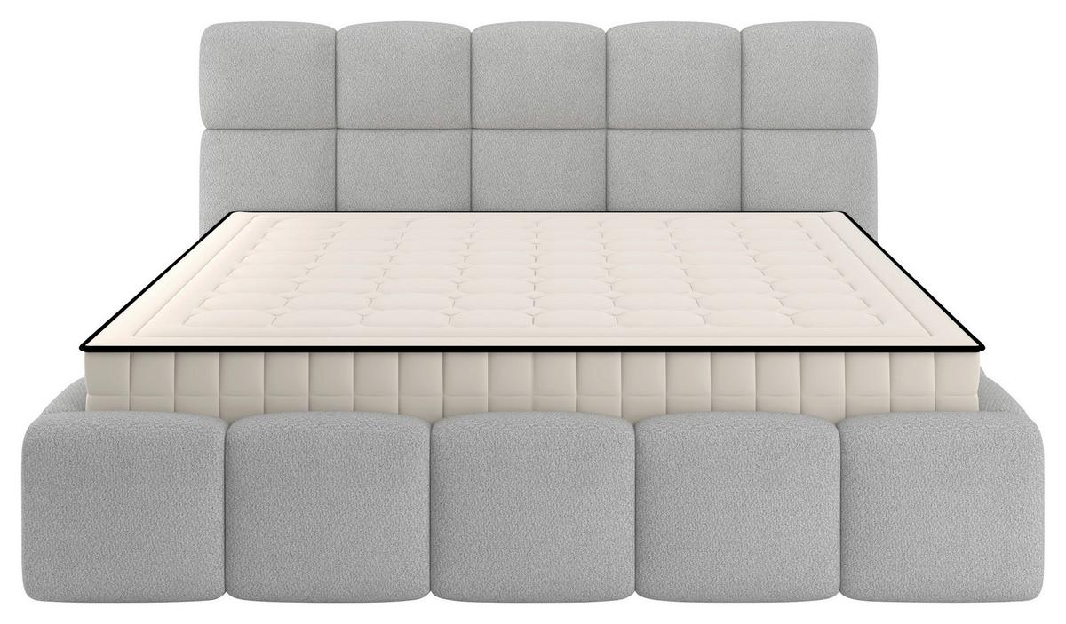 Polsterbett Cloudy Mit Matratze Silberfarben, Lf: 180x200 Cm - Silberfarben, Trend, Holz/Holzwerkstoff (180/200cm) - Luca Bessoni