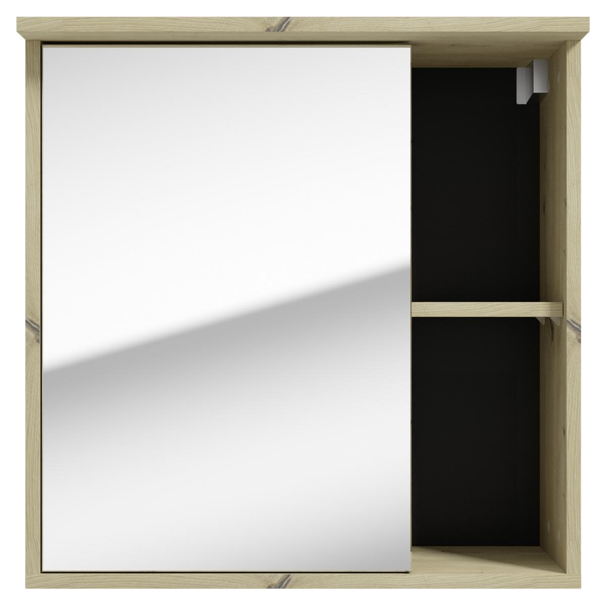 Spiegelschrank Amora Eiche Artisan Dekor 1-Türig - Eichefarben, Basics, Glas/Holzwerkstoff (60/61/28cm) - MID.YOU