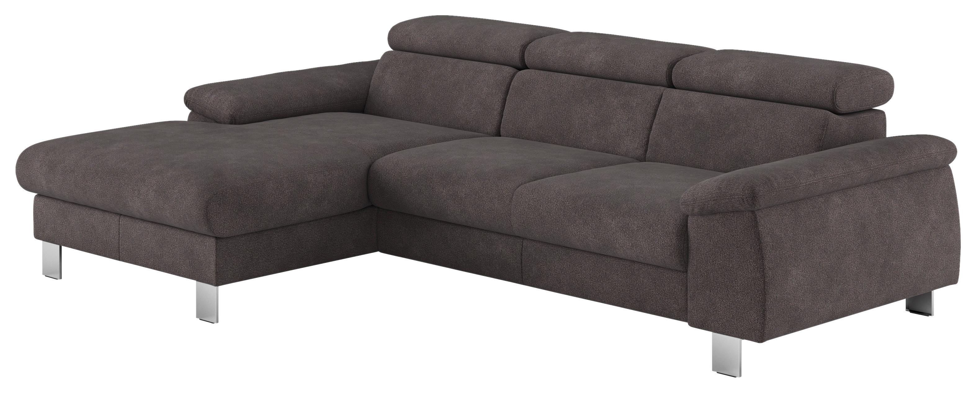 Ecksofa Micky, Anthrazit S:166x244 cm - Chromfarben/Anthrazit, Design, Textil (166/244cm) - Livetastic