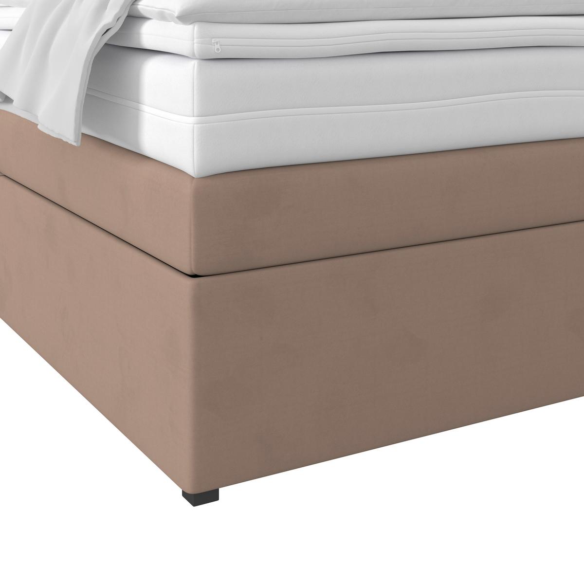 Boxspringbett Mit Topper Mit Bettkasten 180x200 Cm Rossa - Schwarz/Braun, MODERN, Holzwerkstoff/Textil (180/200cm)