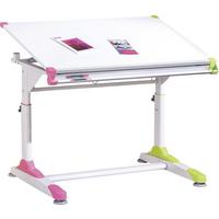 Jugendschreibtisch Neigbar B 66cm H 84cm Weiß, Grün - Pink/Weiß, KONVENTIONELL, Holzwerkstoff/Metall (100/66/69-84cm) - MID.YOU