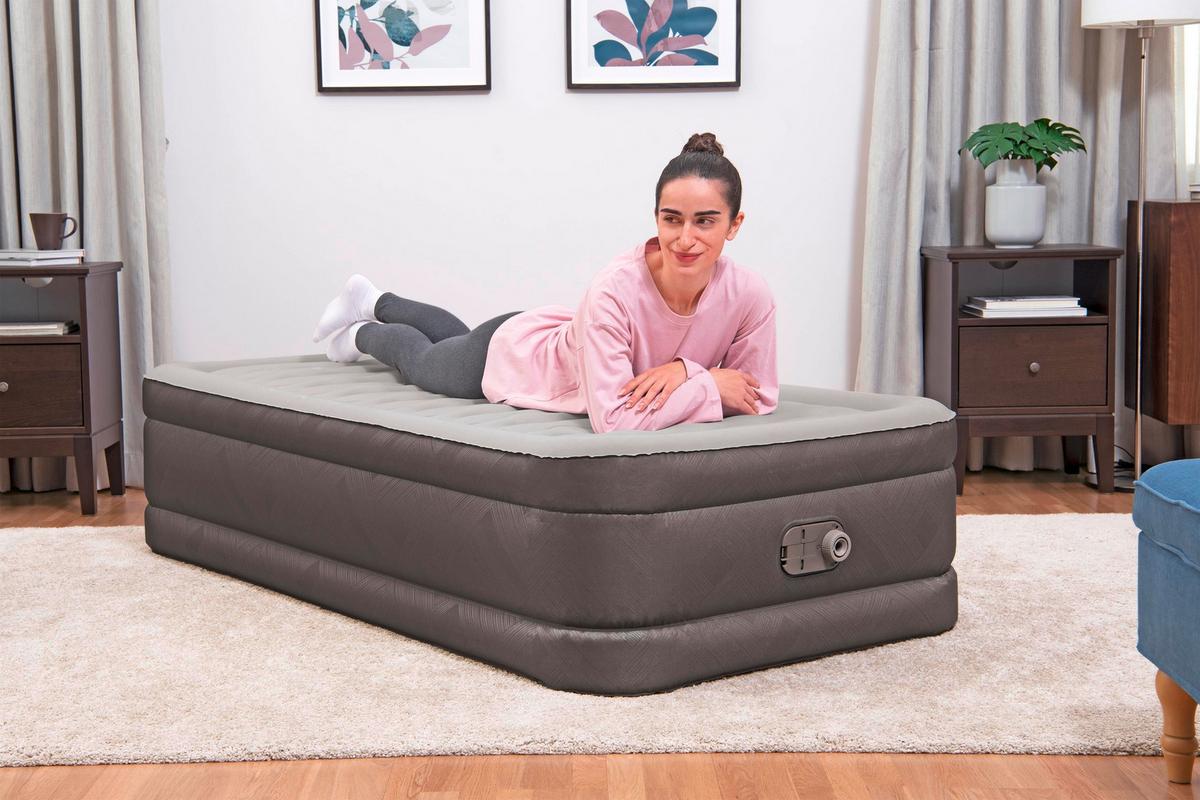 Luftbett Anita 191x97x46 cm Bis 180kg, inkl. Pumpe - Braun/Grau, KONVENTIONELL, Kunststoff/Metall (191/97/46cm) - Bestway