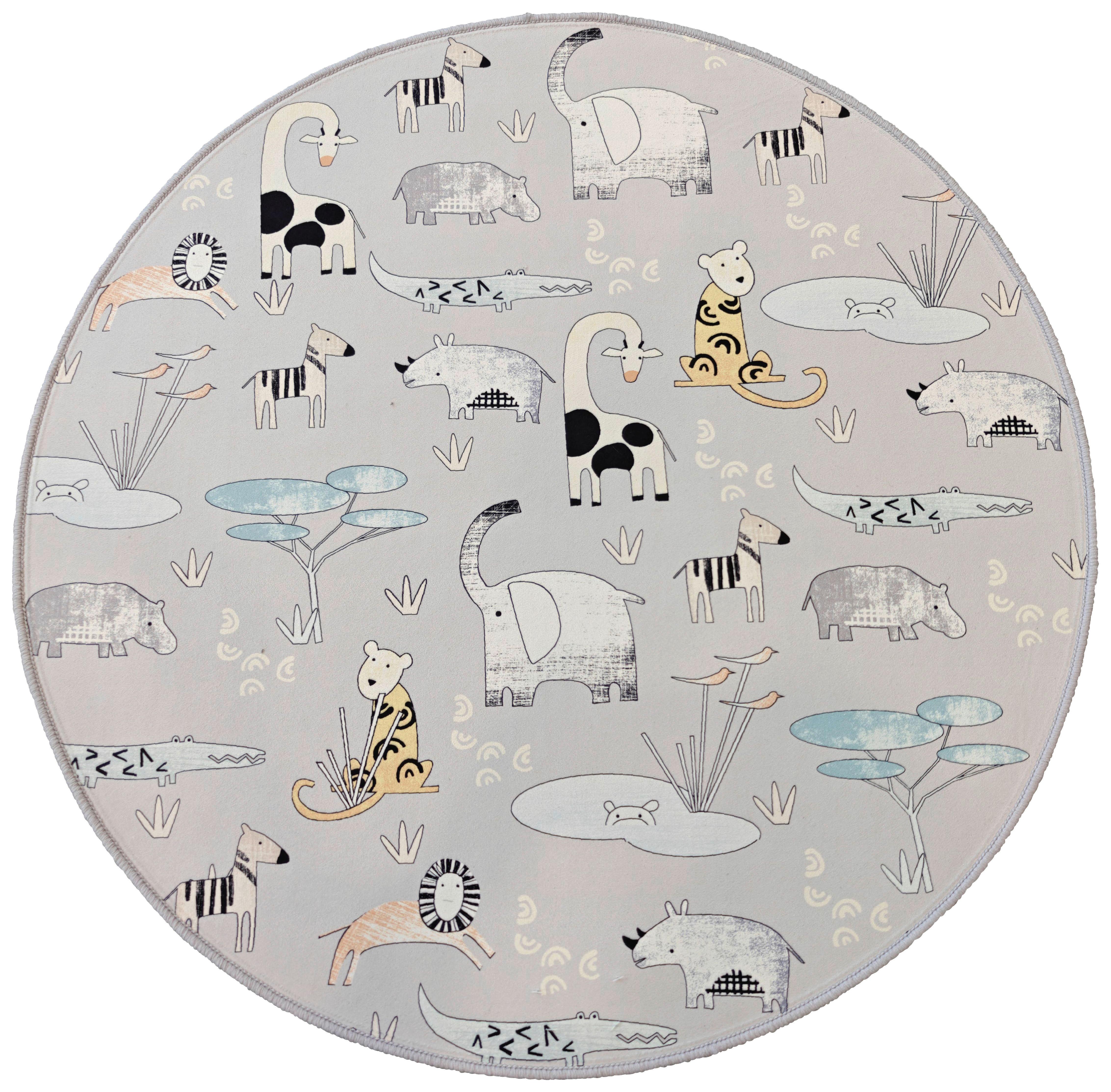 Gyerekszőnyeg Savanna Átmérő Kb. 80cm - szürke, Modern, textil (80cm) - BUNINO