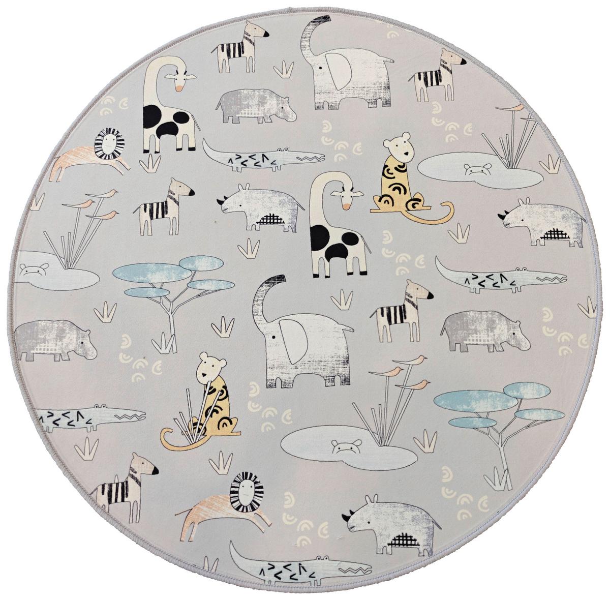 Gyerekszőnyeg Savanna Átmérő Kb. 80cm - szürke, Modern, textil (80cm) - BUNINO