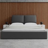 Čalúnená posteľ PERLA 180x200 cm, tmavosivá - čierna/prírodná farba, Modern, drevo/textil (180/200cm) - Bessagi Home