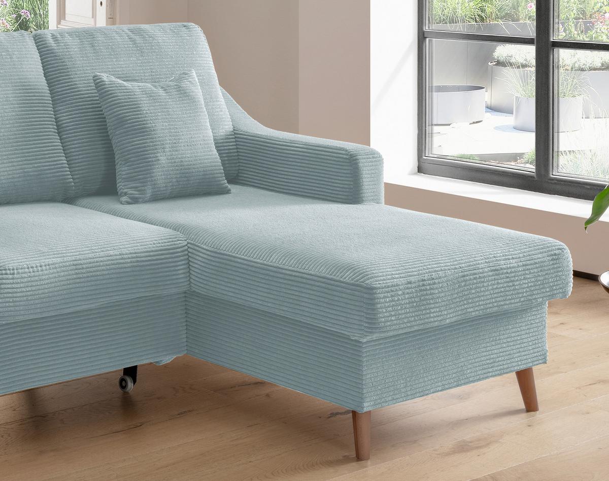 Ecksofa Valentina - Naturfarben/Hellblau, Design, Textil (228/150cm) - P & B