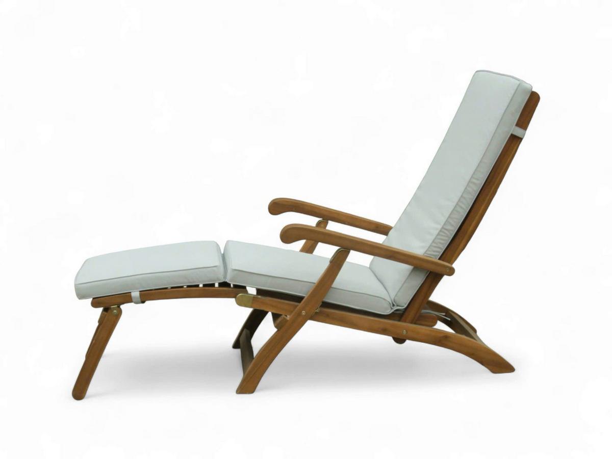 Ergoniomische Sonnenliege inkl. Auflage, Akazie - Akaziefarben, Basics, Holz (149/56/96cm)