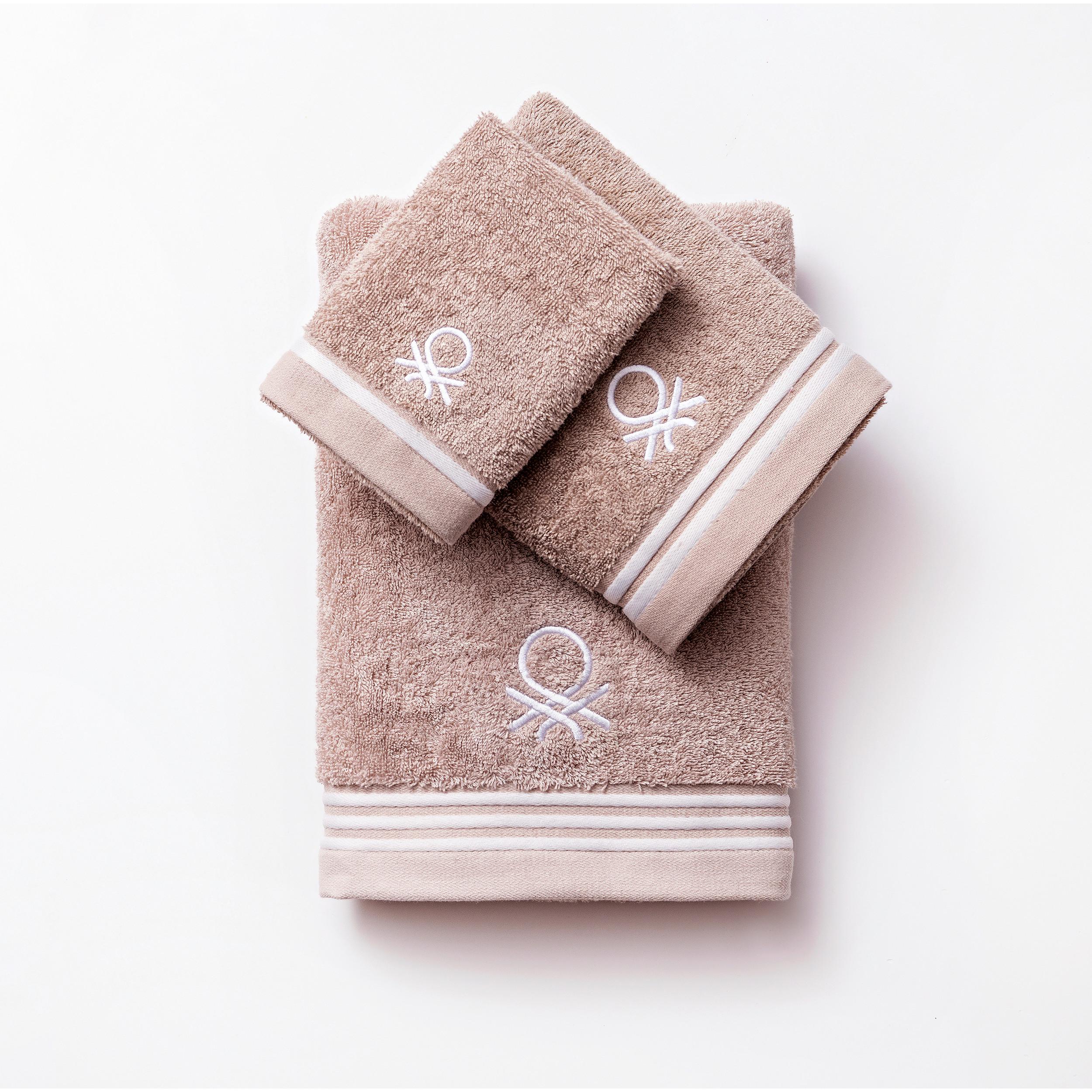 Badetücher Benetton Frottier 450 g/m2 Beige 3er-Pack - Beige, Basics, Textil - Benetton