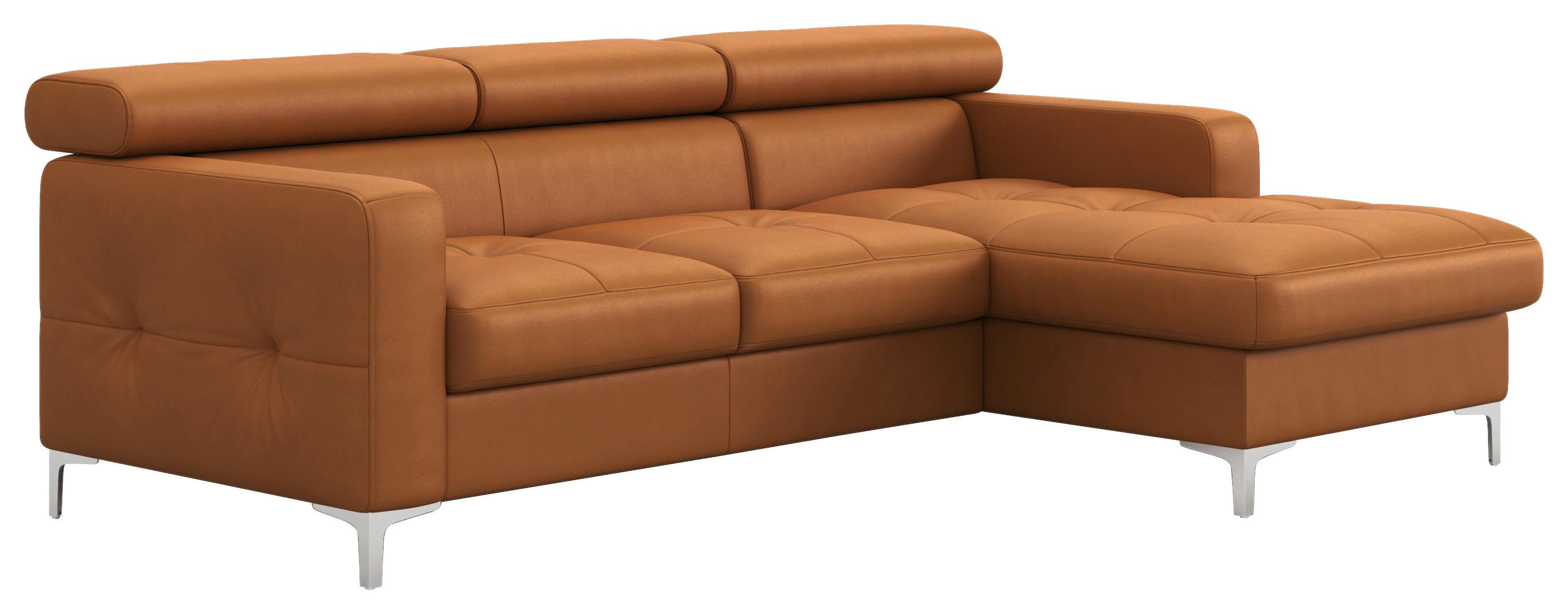 Ecksofa mit Schlaffunktion Sammy Gelb - Chromfarben/Gelb, Design, Leder (227/168cm) - Livetastic