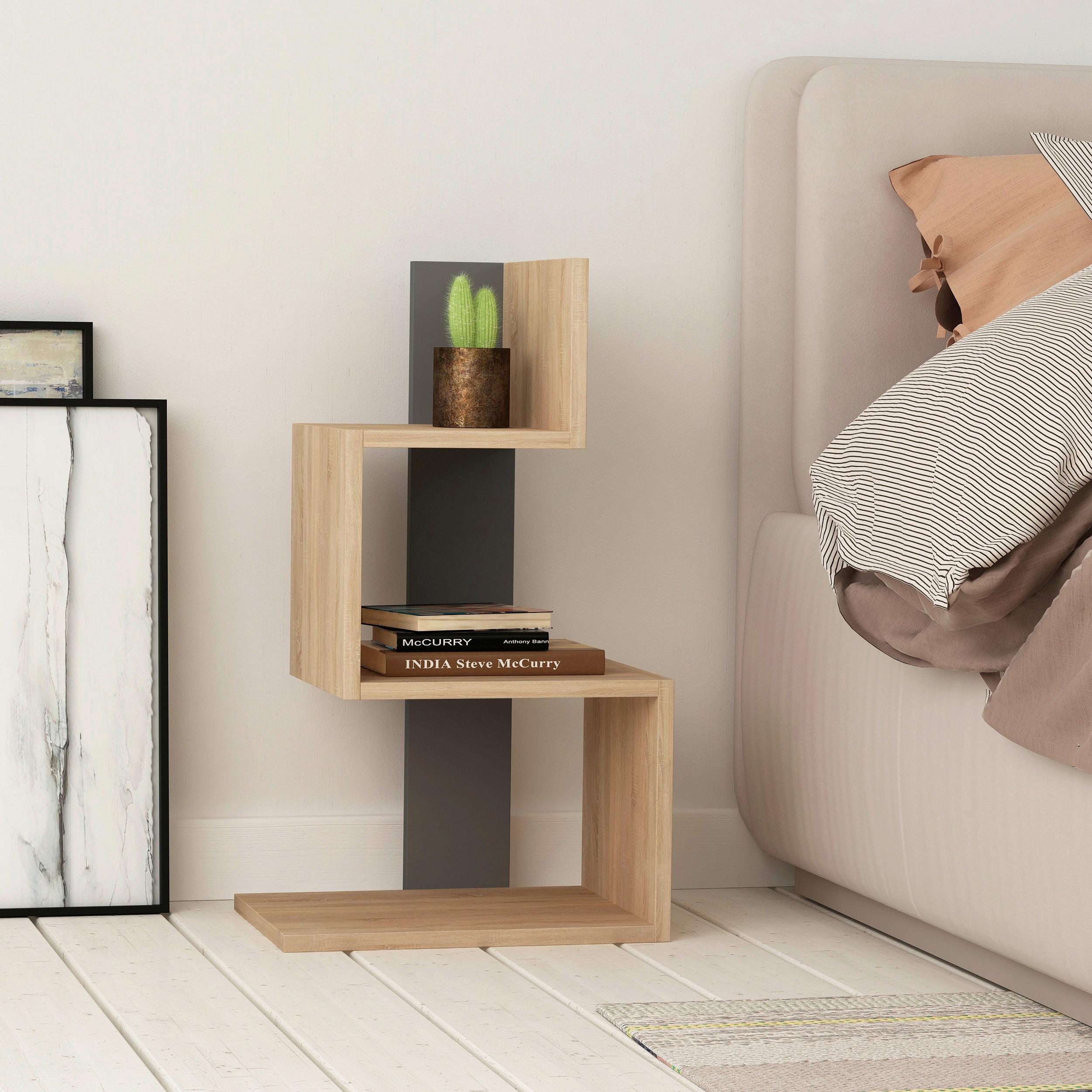 Beistelltisch Rosie Beistelltisch - Eichefarben/Anthrazit, Design, Holzwerkstoff (42/72/30cm) - Livetastic