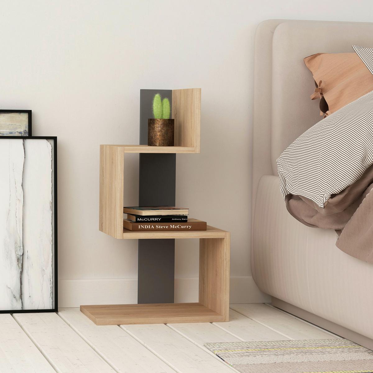 Beistelltisch Rosie Beistelltisch - Eichefarben/Anthrazit, Design, Holzwerkstoff (42/72/30cm) - Livetastic