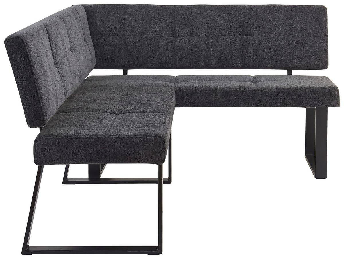 Eckbank Magnus Dunkelgrau, S: 193x141 cm - Dunkelgrau/Schwarz, LIFESTYLE, Textil/Metall (193/141cm) - MID.YOU
