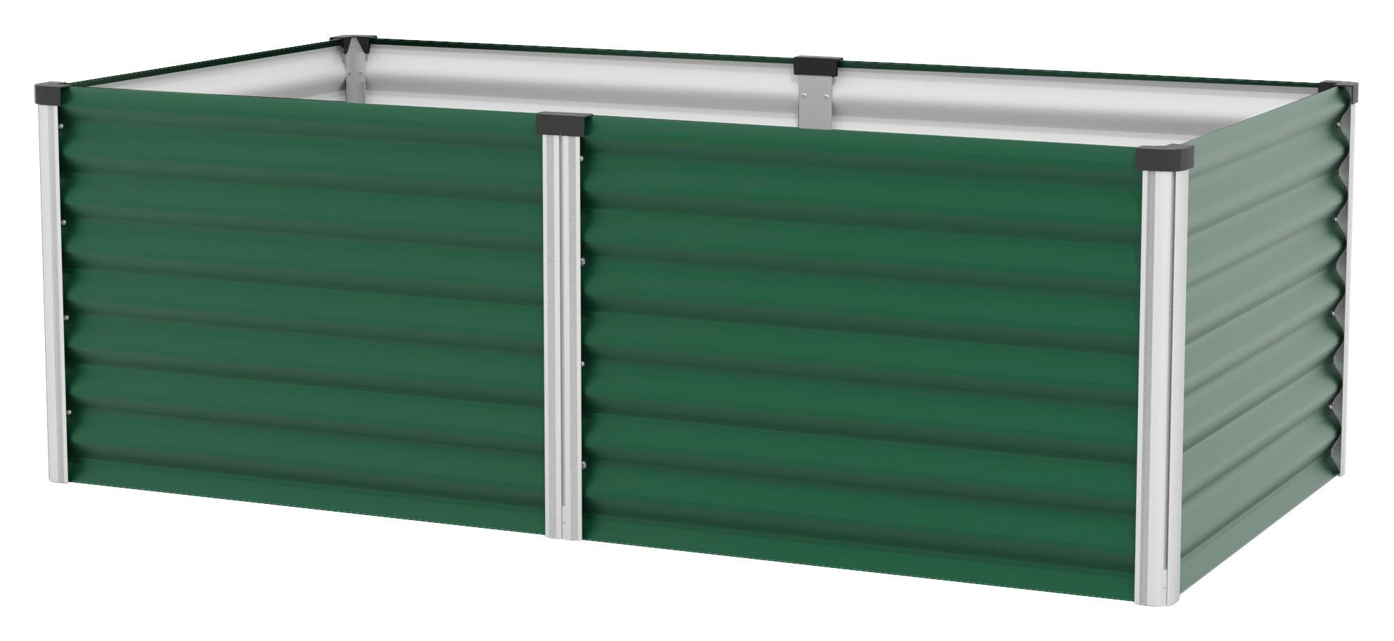 Hochbeet Stahl Linus 96,2x63x187,7 cm dunkelgrün - Dunkelgrün/Alufarben, Basics, Metall (96,2/63/187,7cm)