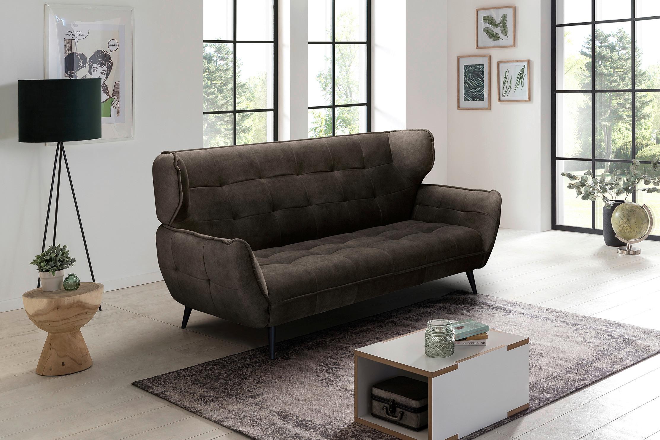 Trojmiestna pohovka Ariana Ariana, tmavohnedá - čierna/tmavohnedá, Modern, kov/textil (221/105/98cm)