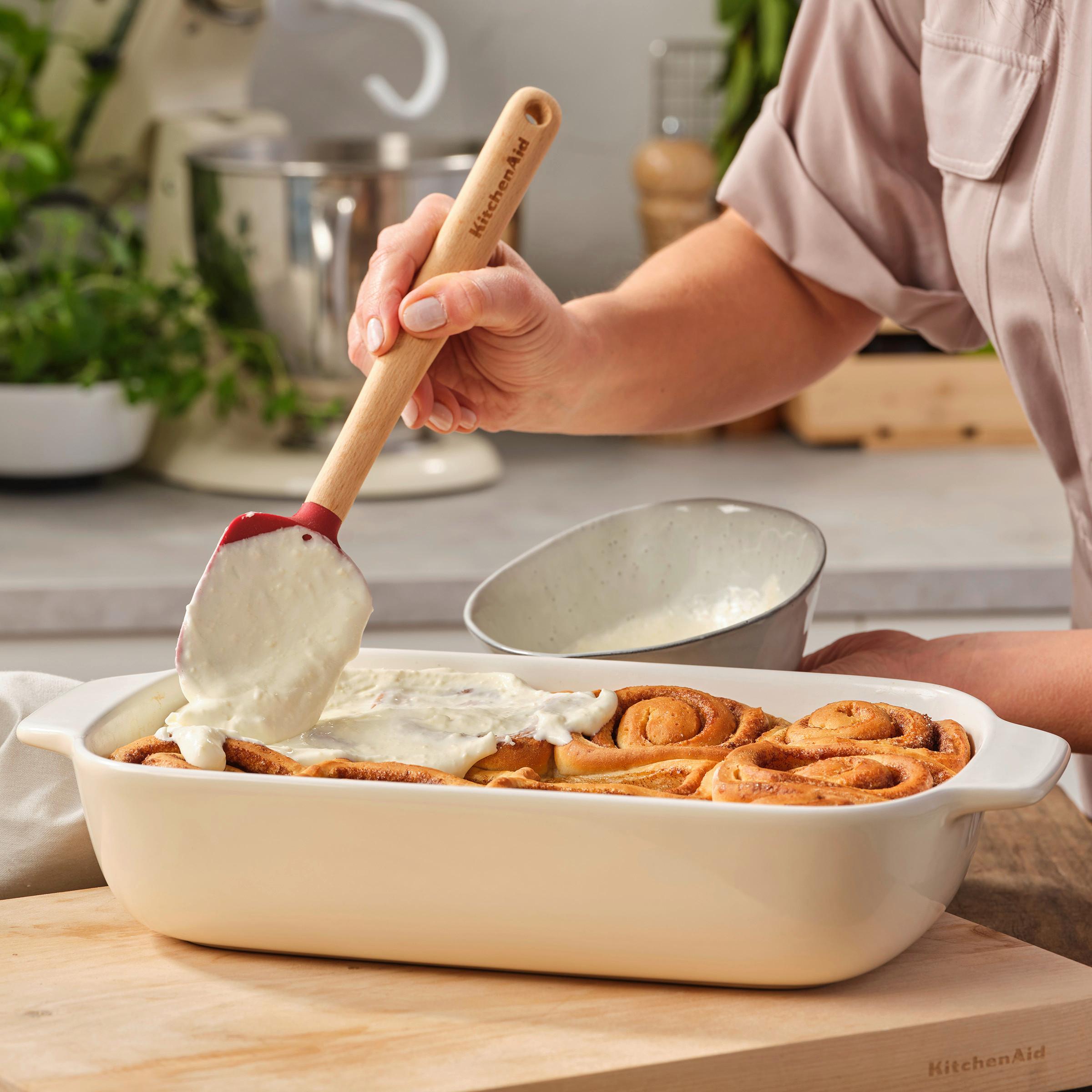 Auflaufform Stoneware Creme/Weiß B: 24 cm - Creme/Weiß, Basics, Naturmaterialien/Keramik (24cm) - Kitchenaid