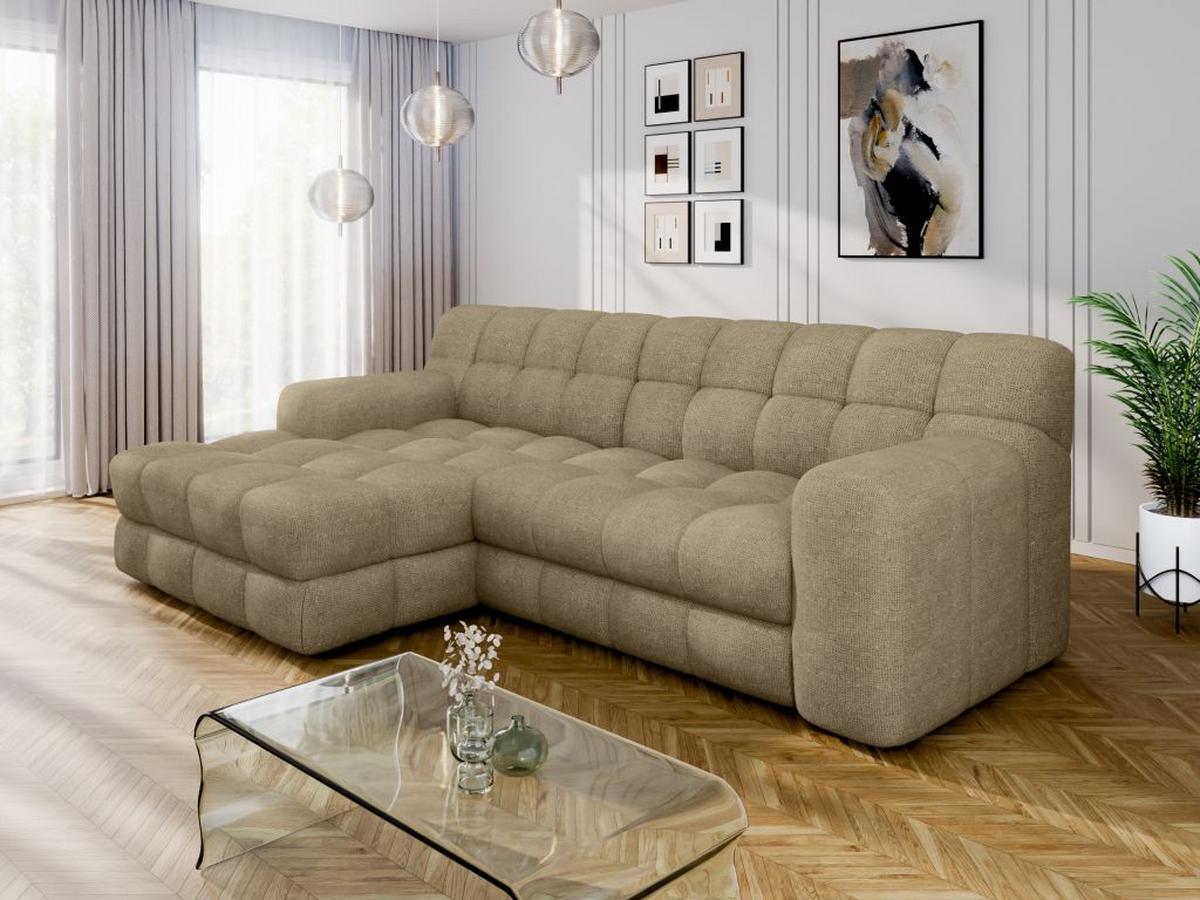 Designová sedačka KARL, levá, šedohnědá - černá/šedohnědá, Moderní, textil/plast (169/287cm) - Bessagi Home