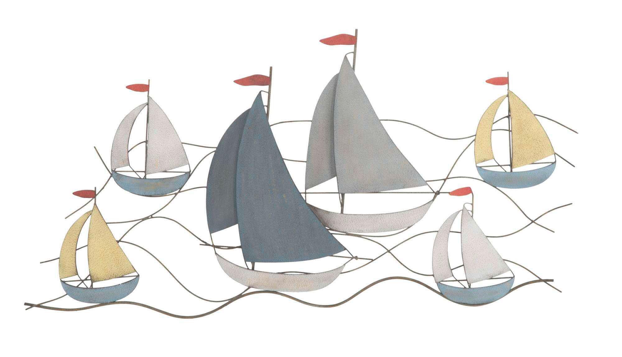 Wanddeko Sea Grautöne, Gelb B: 114 cm - Basics, Metall (114/62/3cm)