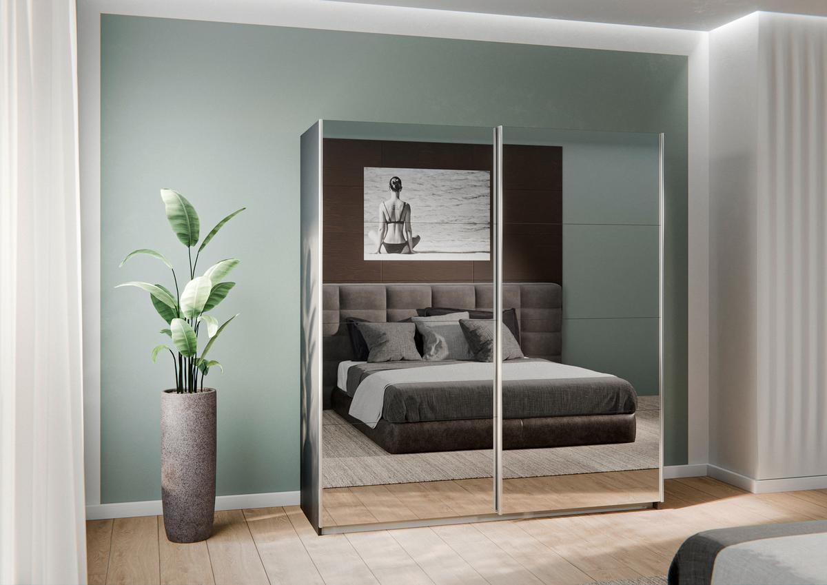 Schwebetürenschrank Subito - Silberfarben/Graphitfarben, MODERN, Holzwerkstoff (181/197/61cm) - Rauch Möbel