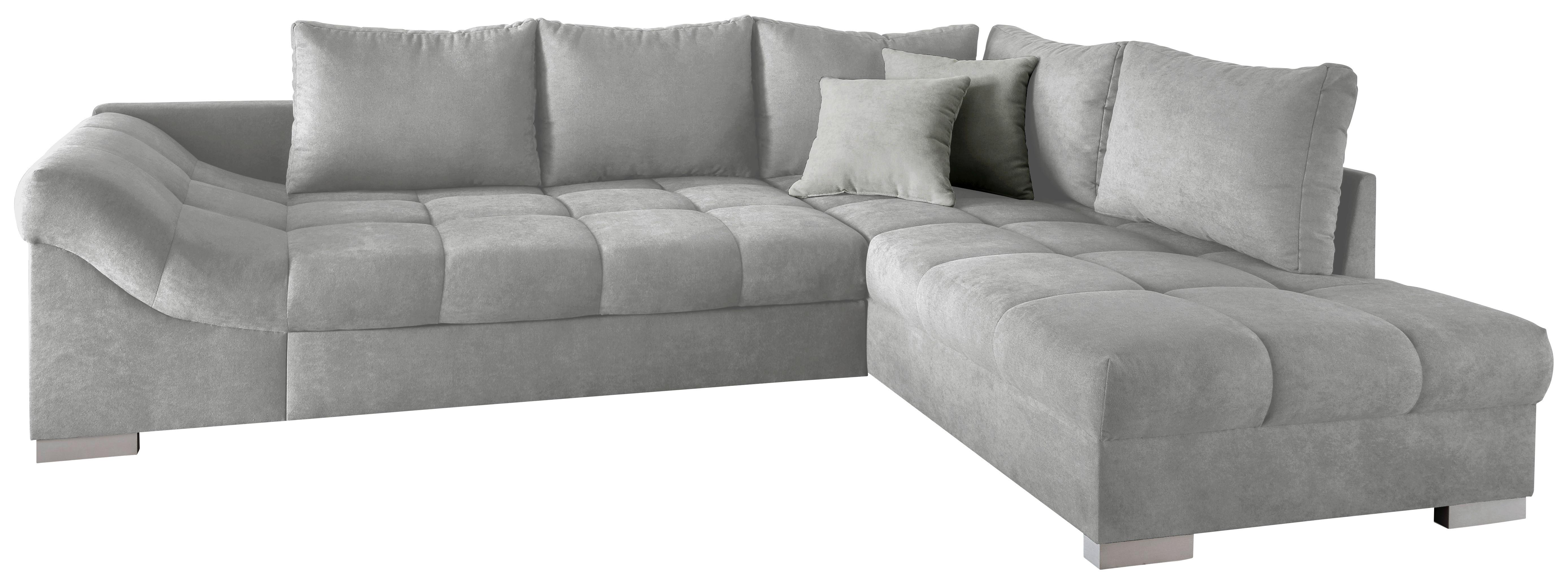 Eckschlafsofa Alvito Hellgrau S: 298/202 cm - Silberfarben/Hellgrau, Design, Textil (298/202cm) - MID.YOU
