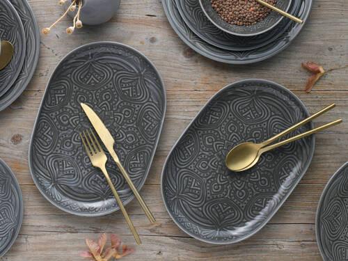 Platte 21652 Orient Mandala - Dunkelgrau, Trend, Keramik - Creatable