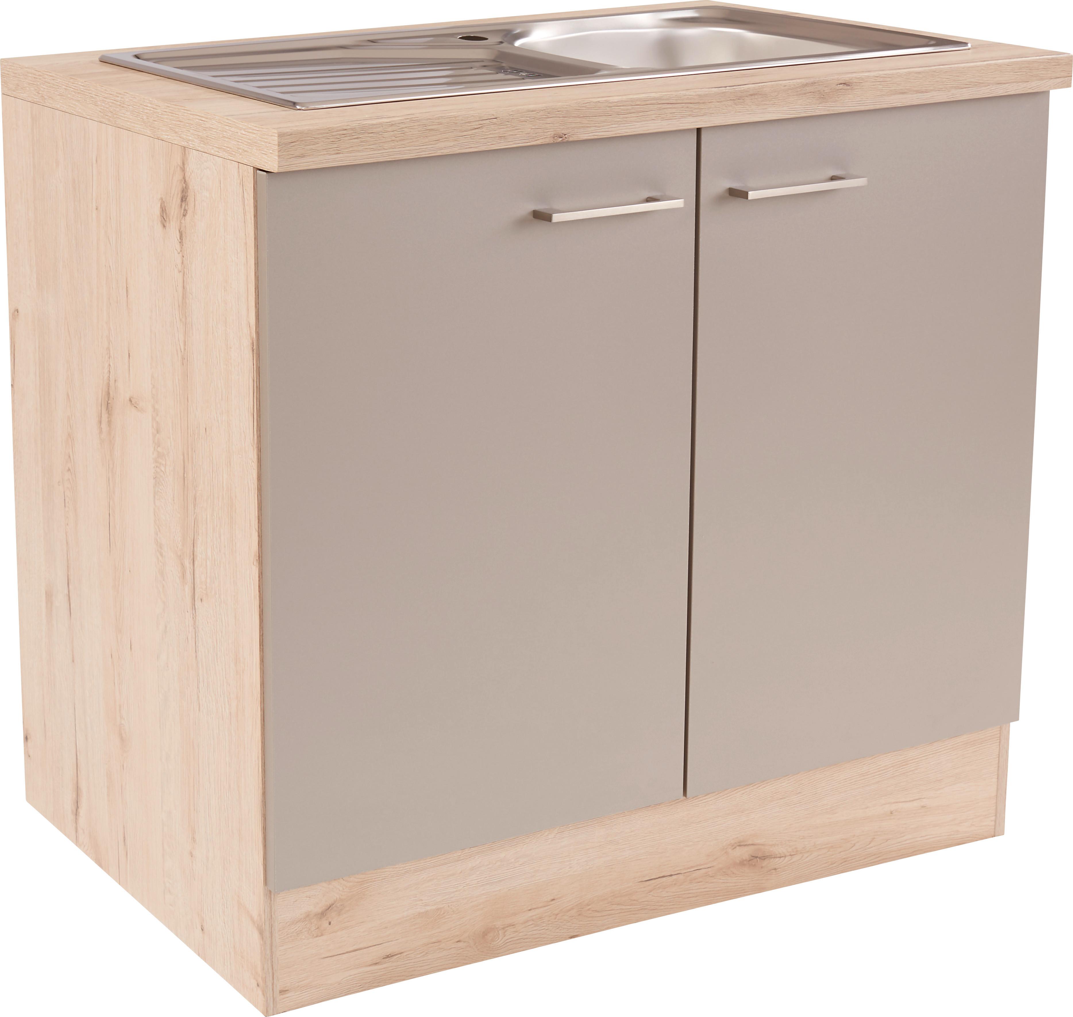 Skrinka Pod Drez Riva Dspu 100 Es - farby dubu/šampanská, Moderný, kompozitné drevo (100/85/57cm)