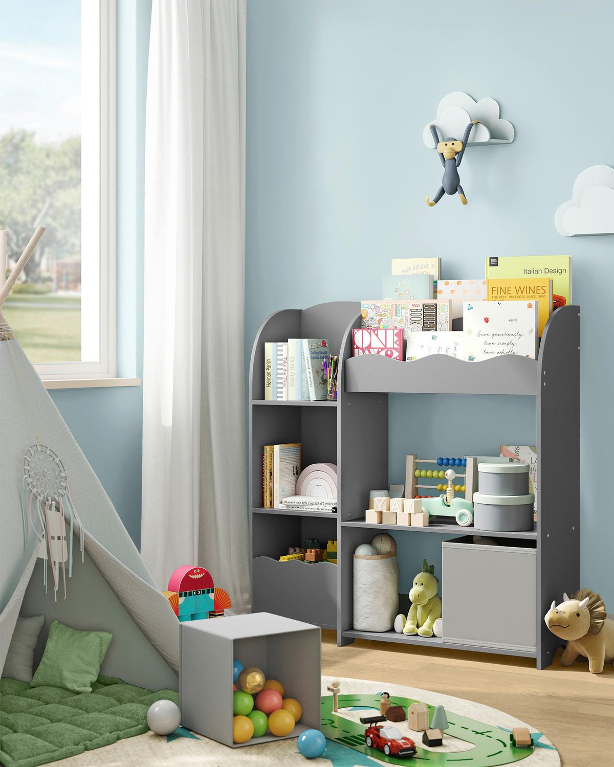 Toy Storage Shelf Grau B: 62,5 Cm - Grau, MODERN, Holzwerkstoff/Textil (62,5/70,2/29,5cm) - MID.YOU