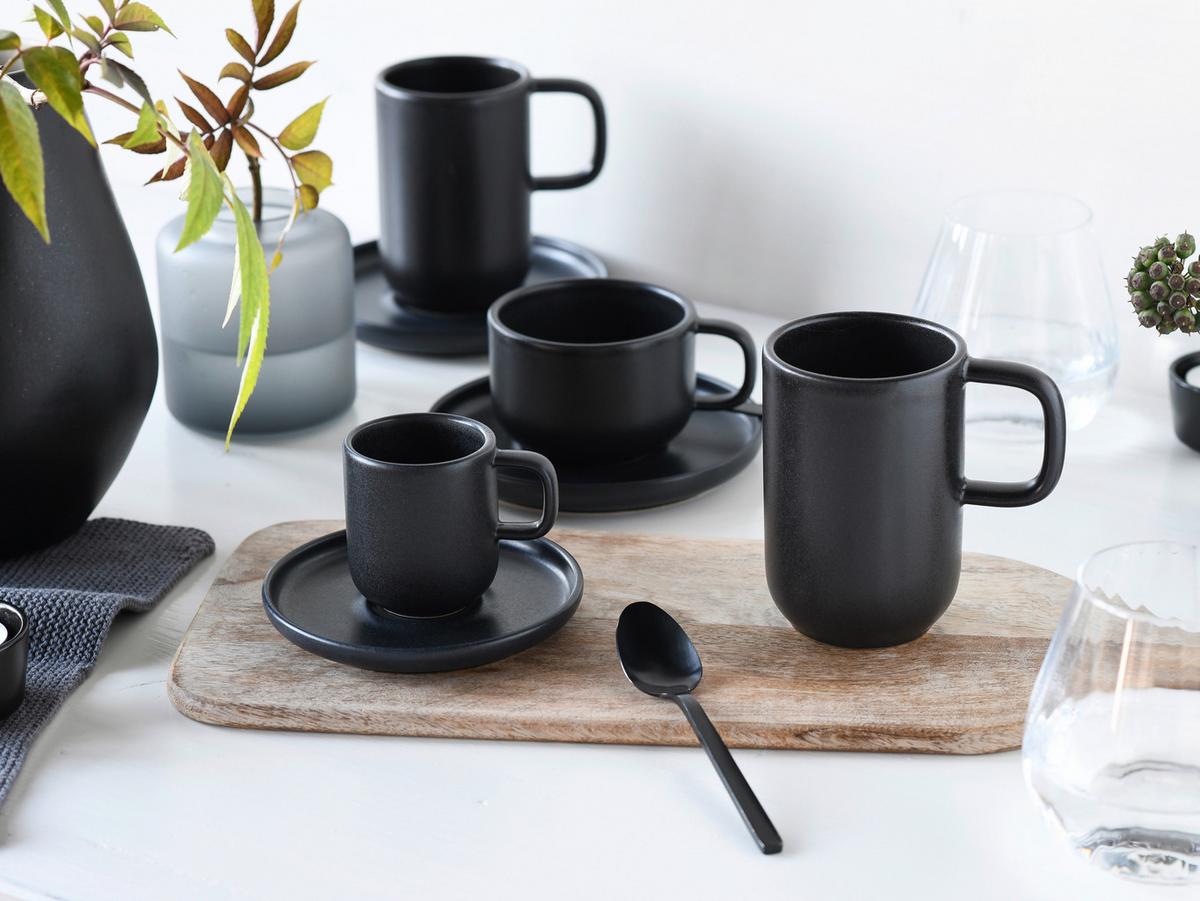 Espressotassen-Set 12-teilig. Steinzeug, schwarz - Schwarz, Trend, Keramik (80ml) - Creatable