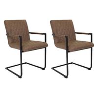 Armlehnstuhl Damian Taupe Gepolstert 2er-Set - Taupe/Schwarz, LIFESTYLE, Textil/Metall (52/88/63cm) - MID.YOU