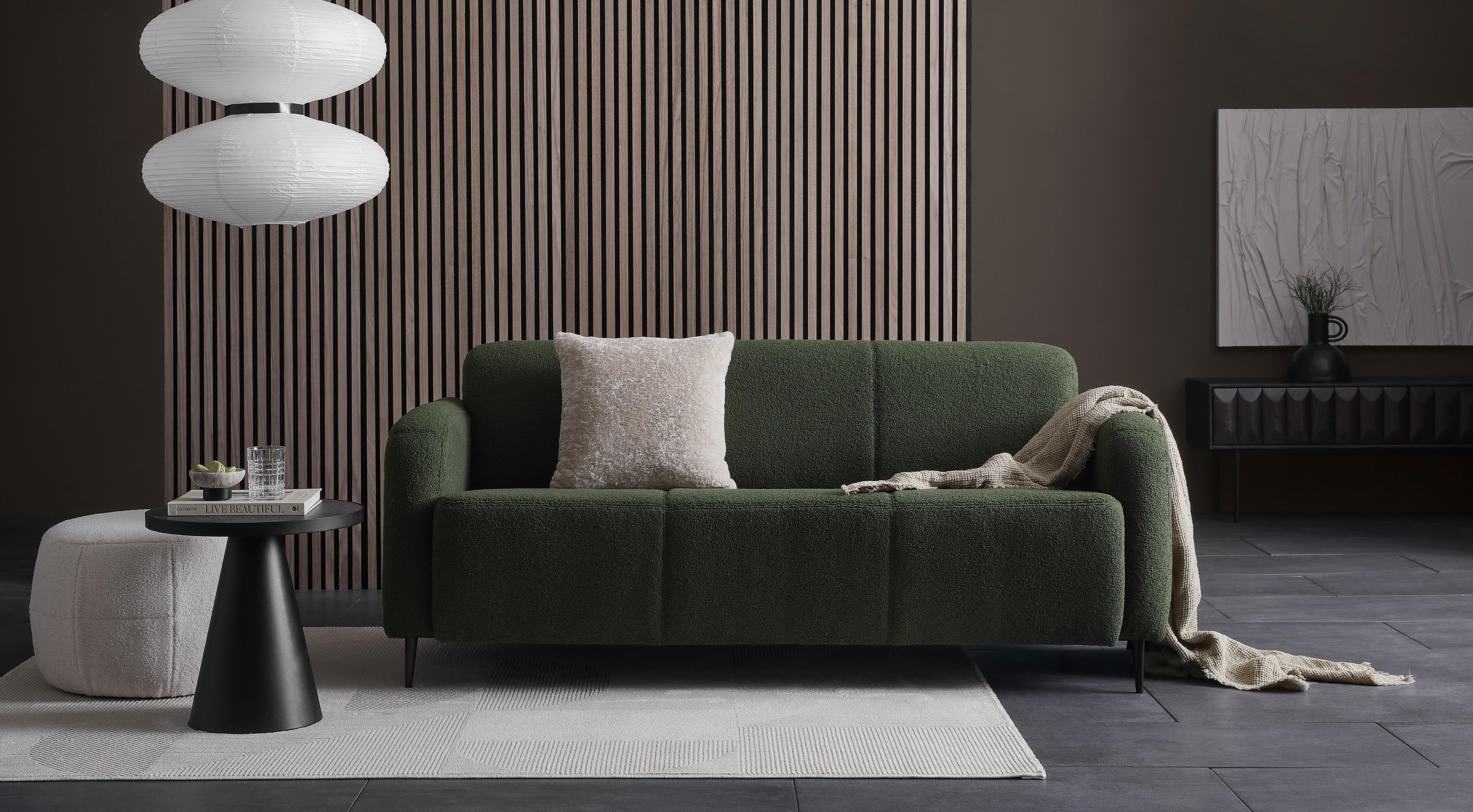3-Sitzer-Sofa Marone Dunkelgrün - Dunkelgrün/Schwarz, MODERN, Textil (180/76/90cm) - Livetastic