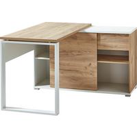 Eckschreibtisch Mit Stauraum B 120cm H 117cm Gw-Lioni Eiche - Eichefarben/Weiß, Design, Holzwerkstoff/Metall (120/75/117cm) - Germania
