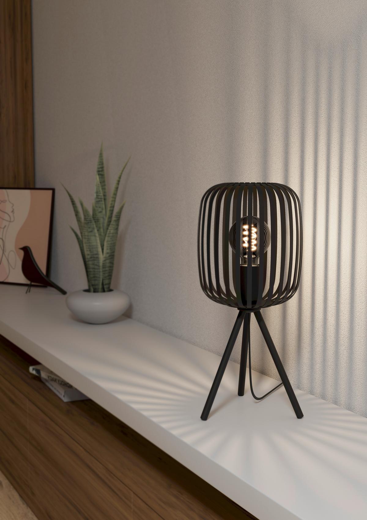 STOLNÁ LAMPA ROMAZZINA - čierna/piesková, Design, kov (20/43,5cm) - Eglo