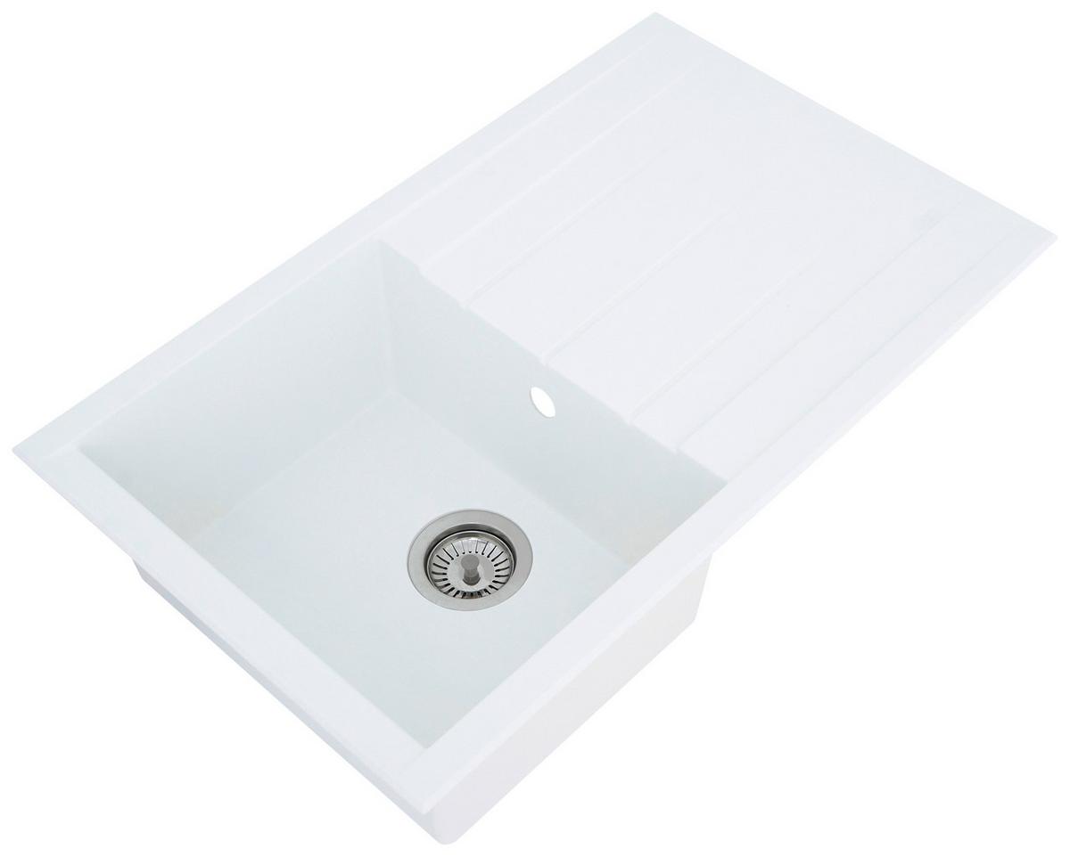 Spüle Respekta Houston Kunststein Bxt: 80x50 Cm - Weiß, Trend, Glas/Kunststoff (80/21/50cm) - Respekta