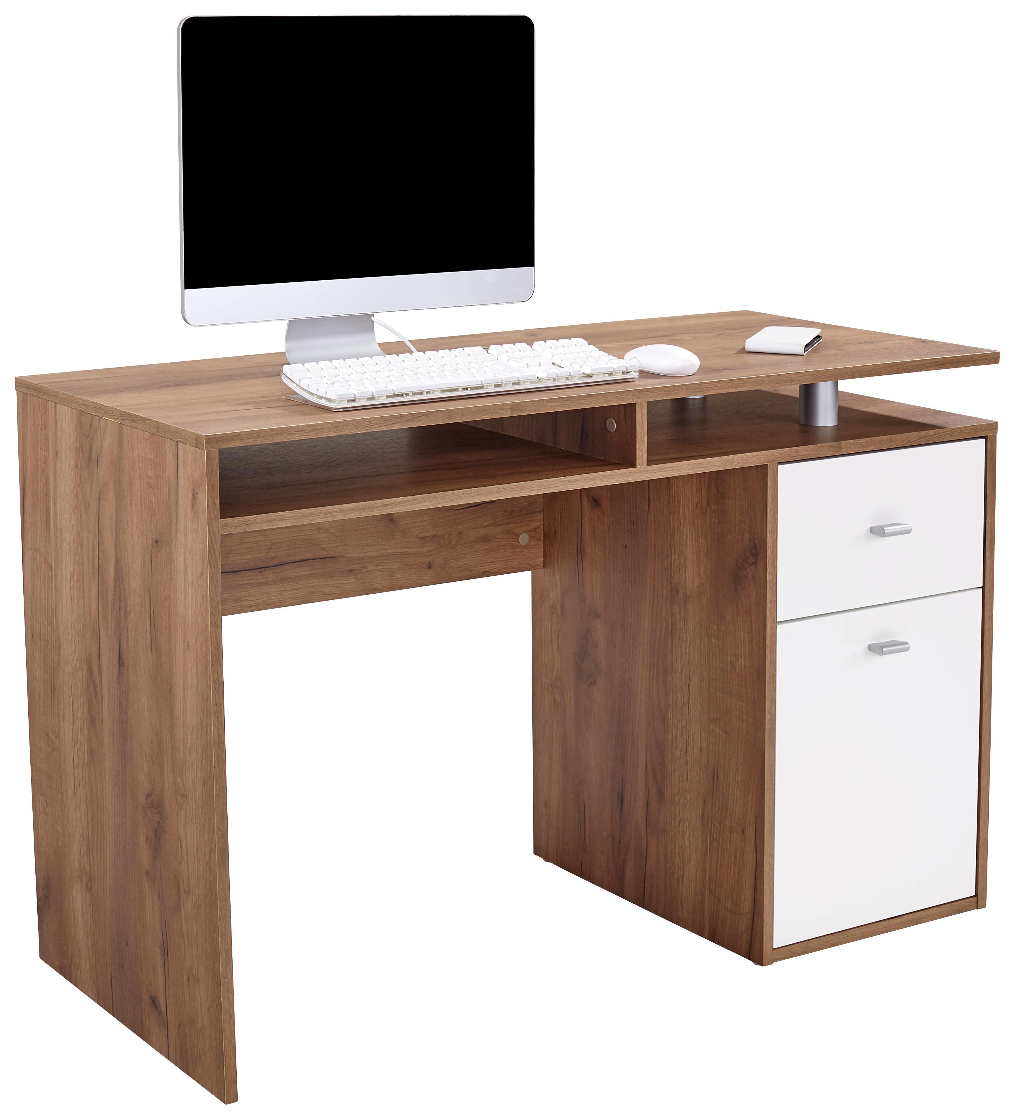 Íróasztal Nemo - Sötétbarna/Fehér, modern, Fa (120/75/48cm)